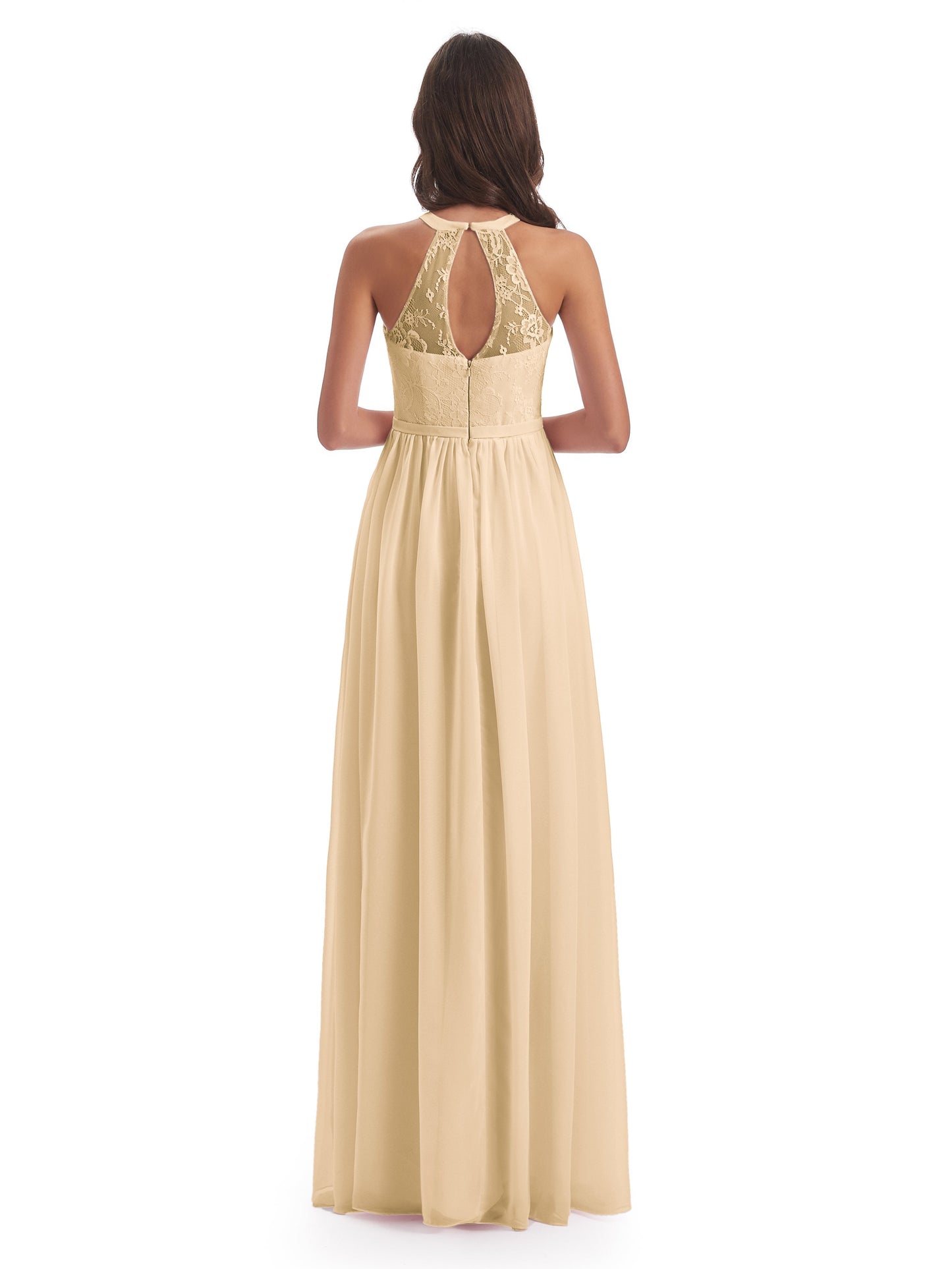 Ailani Halter Split Lace Long Bridesmaid Dresses