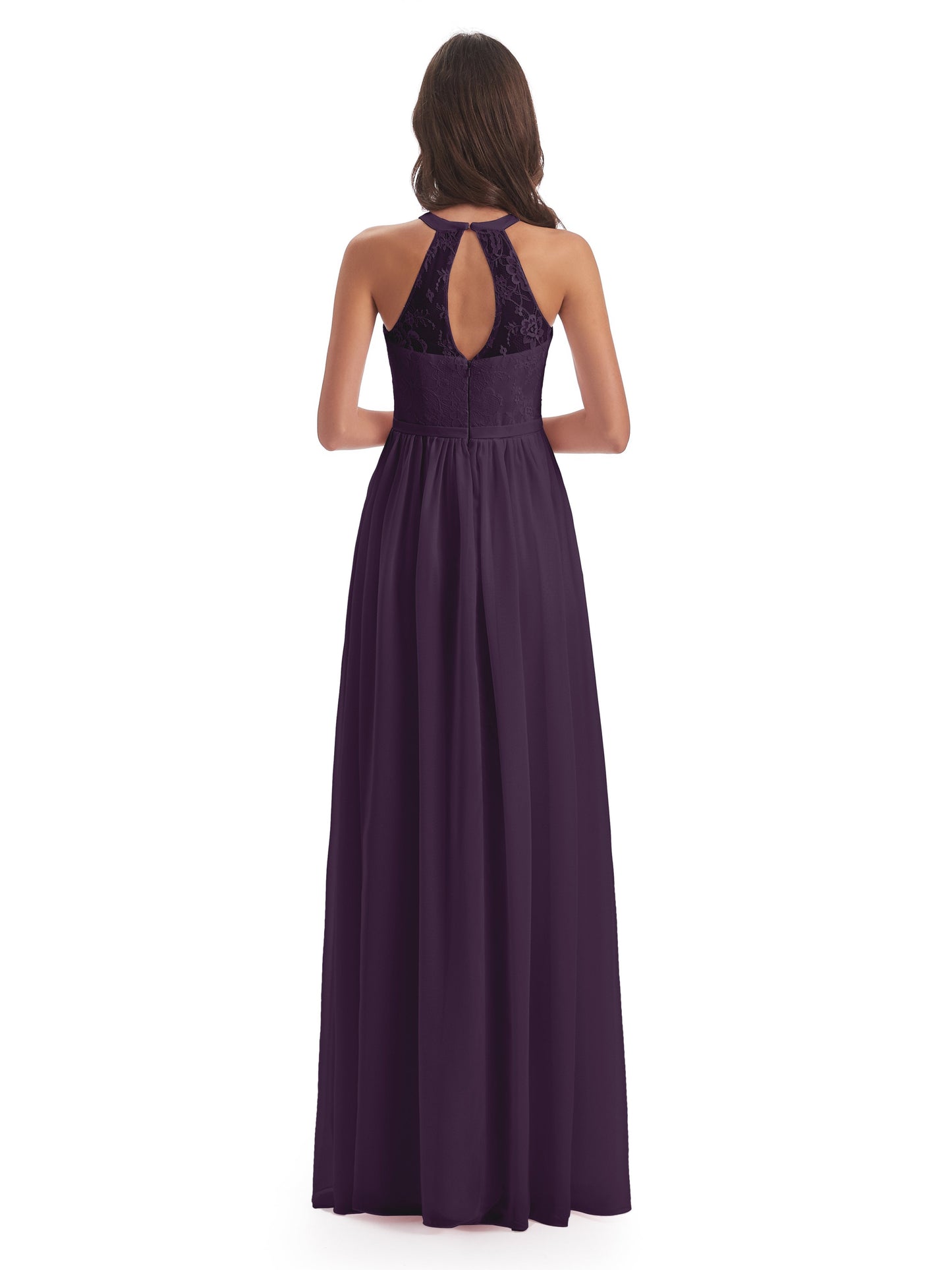 Ailani Halter Split Lace Long Bridesmaid Dresses