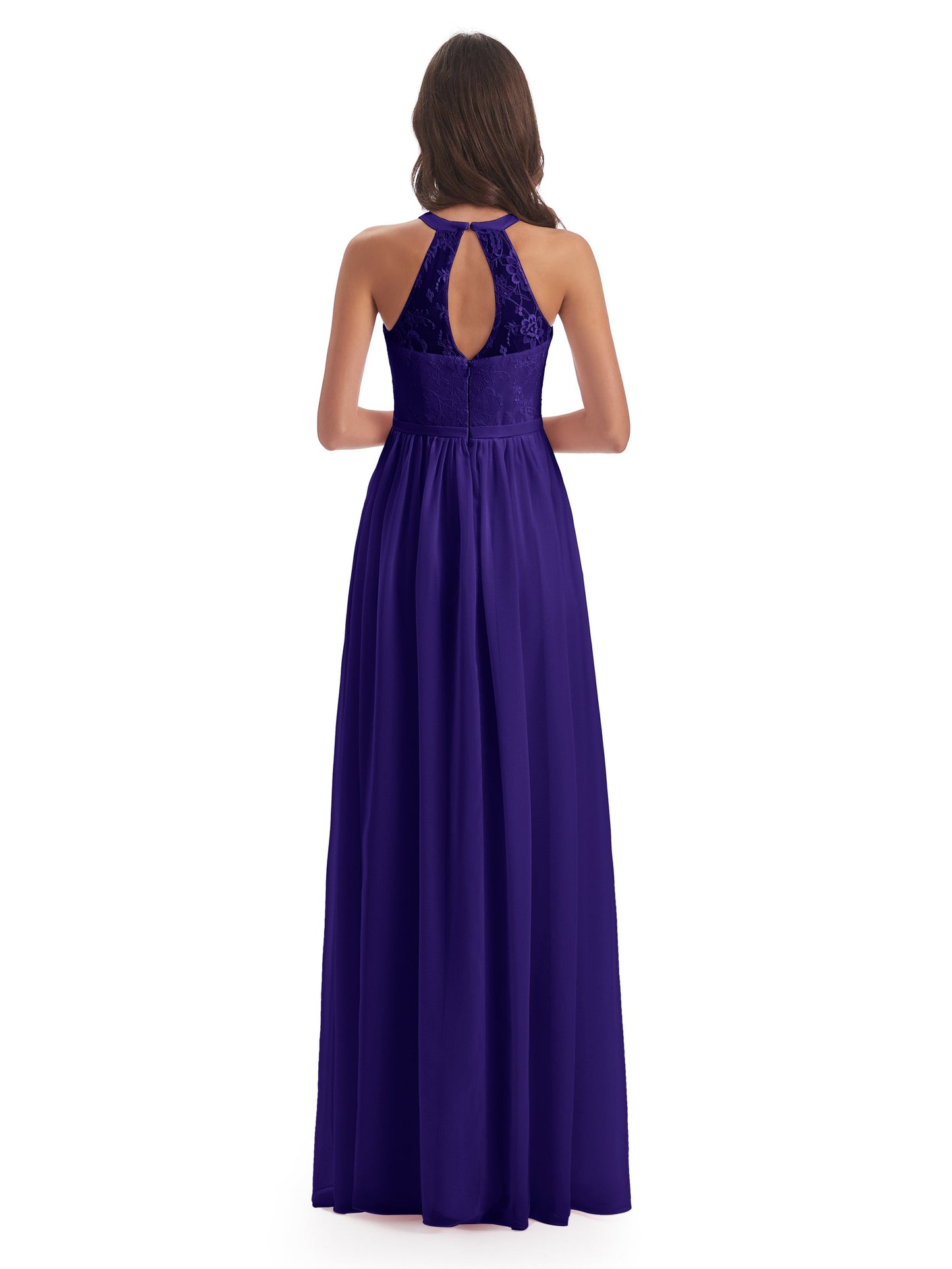 Ailani Halter Split Lace Long Bridesmaid Dresses