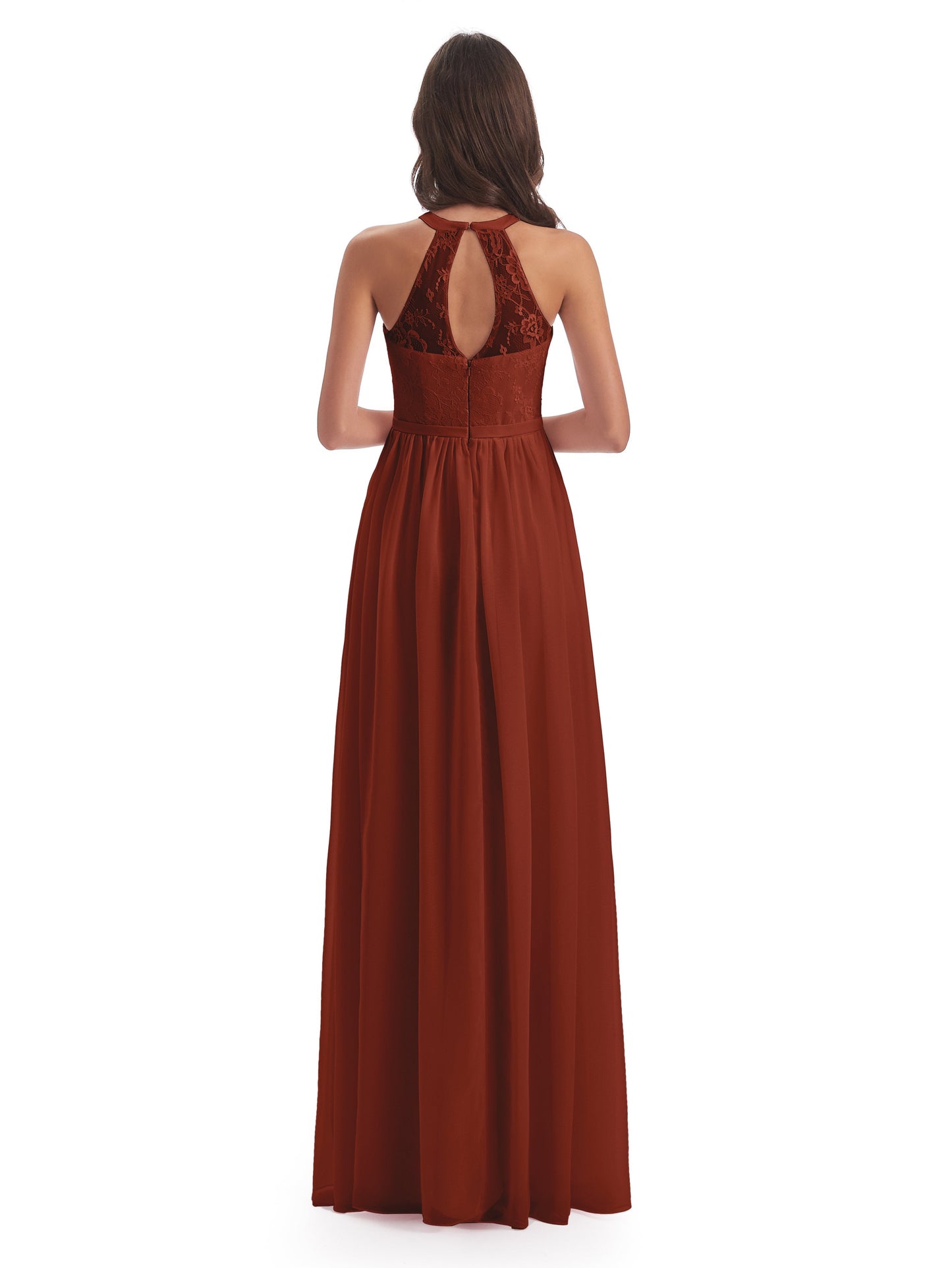 Ailani Halter Split Lace Long Bridesmaid Dresses