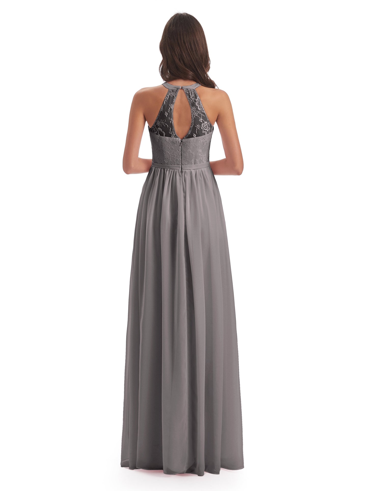 Ailani Halter Split Lace Long Bridesmaid Dresses