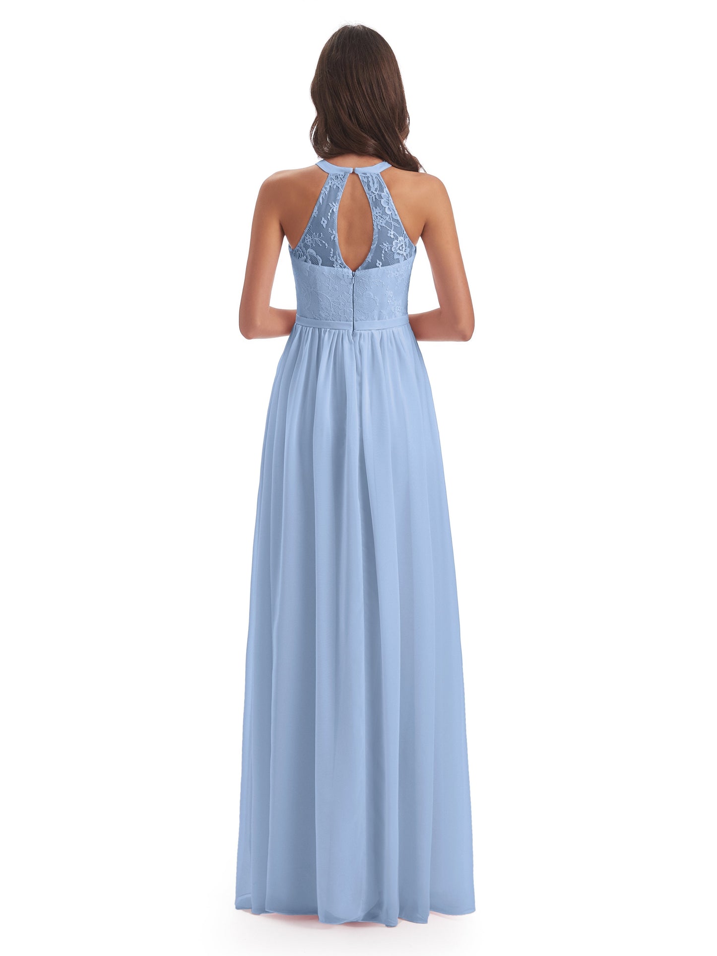 Ailani Halter Split Lace Long Bridesmaid Dresses