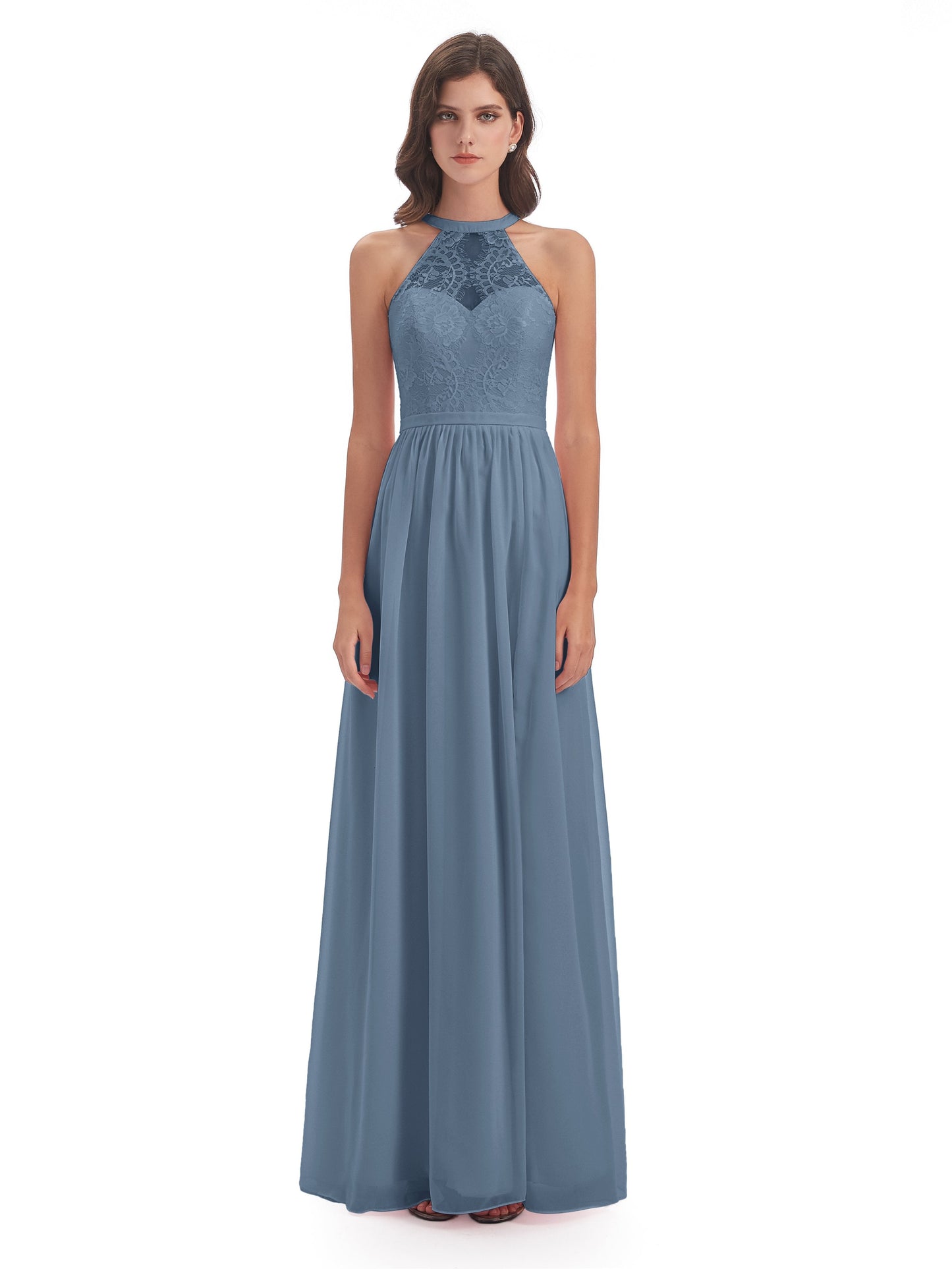 Ailani Halter Split Lace Long Bridesmaid Dresses