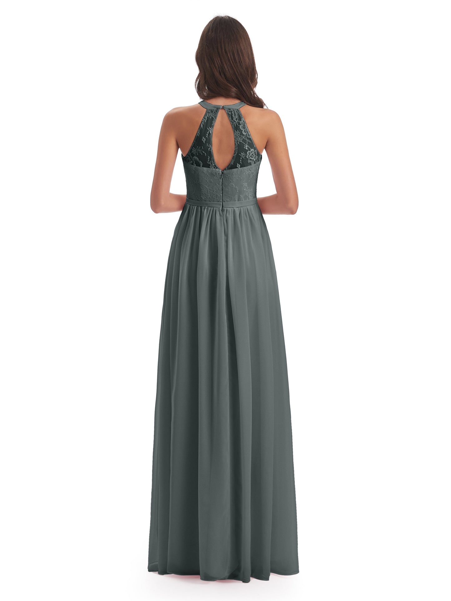 Ailani Halter Split Lace Long Bridesmaid Dresses