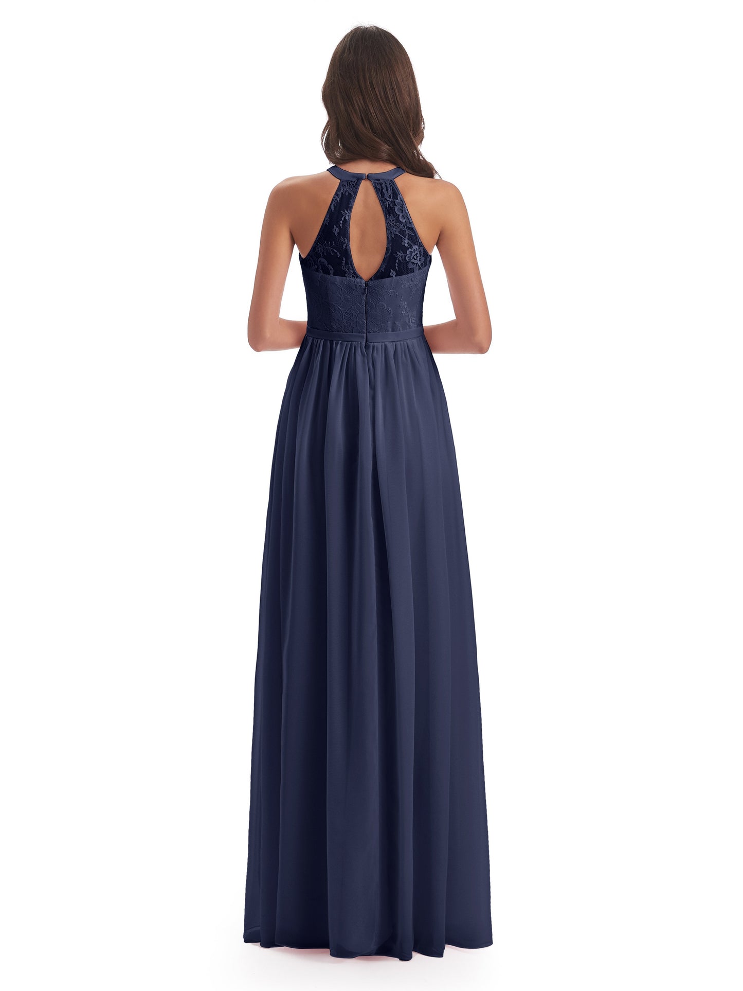 Ailani Halter Split Lace Long Bridesmaid Dresses