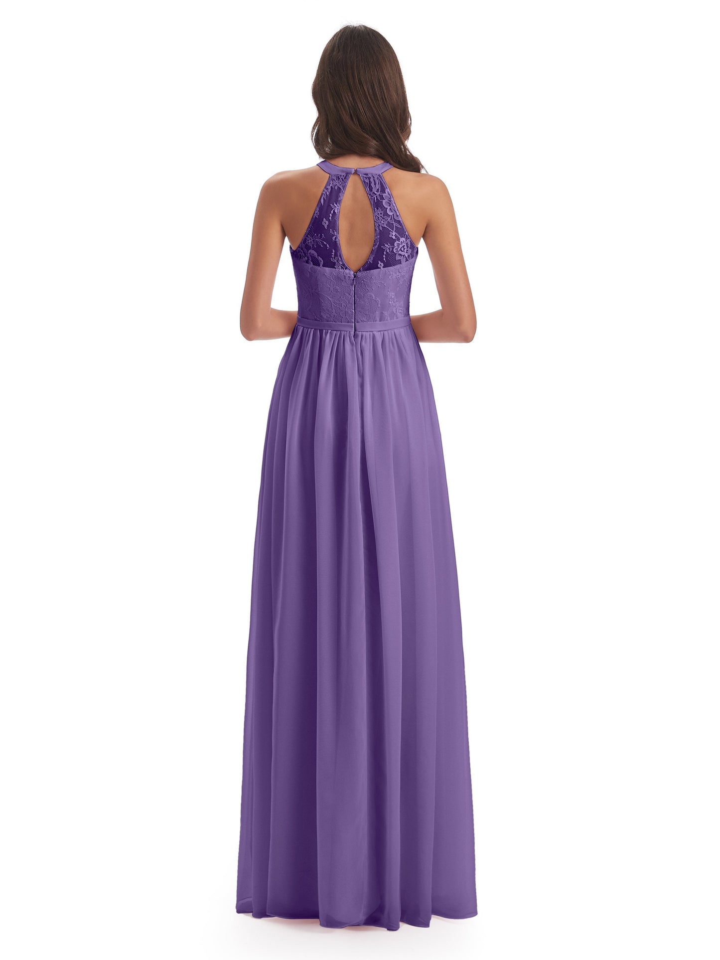 Ailani Halter Split Lace Long Bridesmaid Dresses