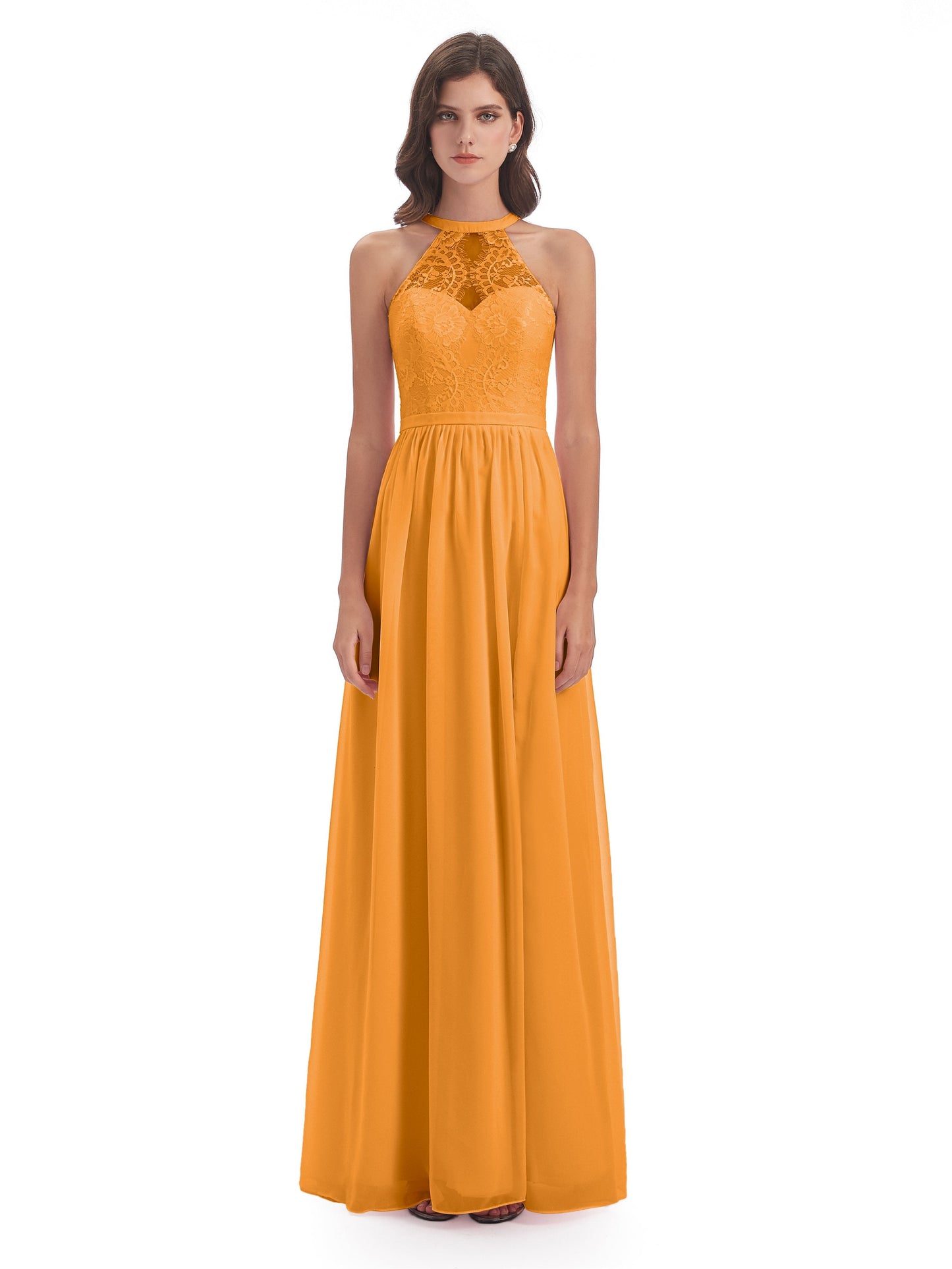 Ailani Halter Split Lace Long Bridesmaid Dresses