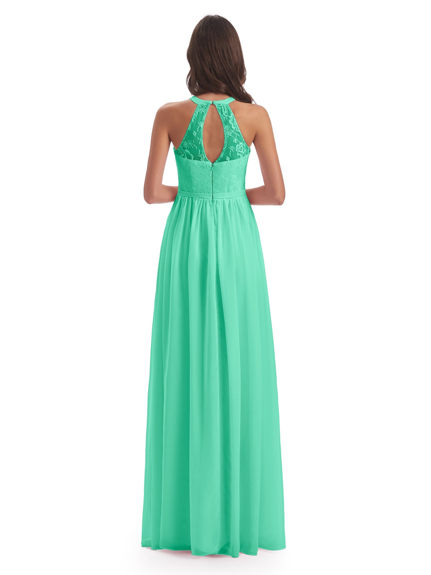Ailani Halter Split Lace Long Bridesmaid Dresses