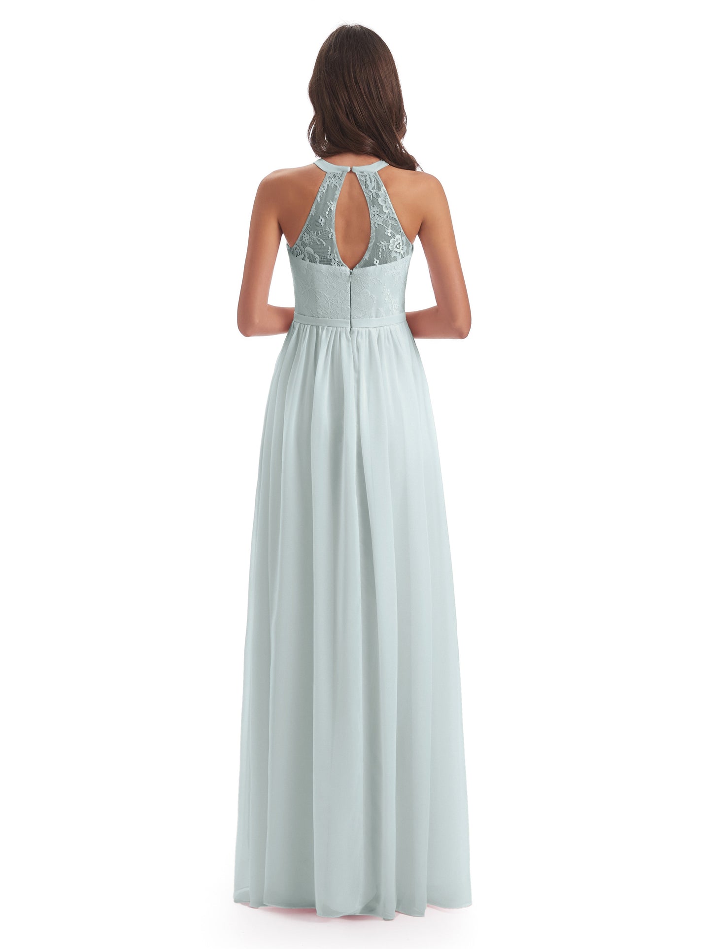 Ailani Halter Split Lace Long Bridesmaid Dresses