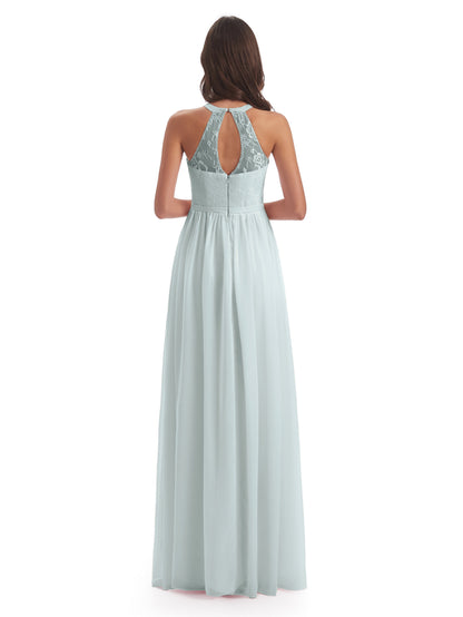 Ailani Halter Split Lace Long Bridesmaid Dresses
