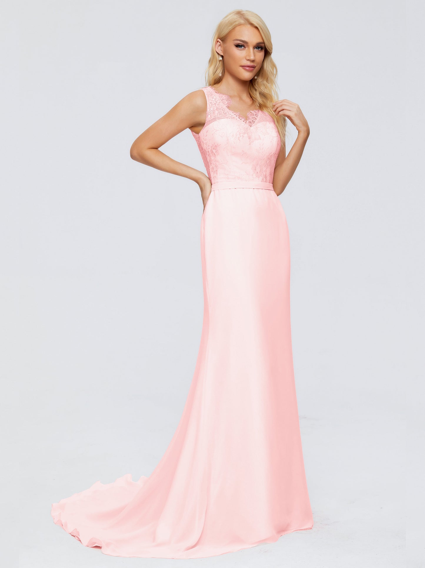 Alexis Hourglass V-Neck Lace Bridesmaid Dresses