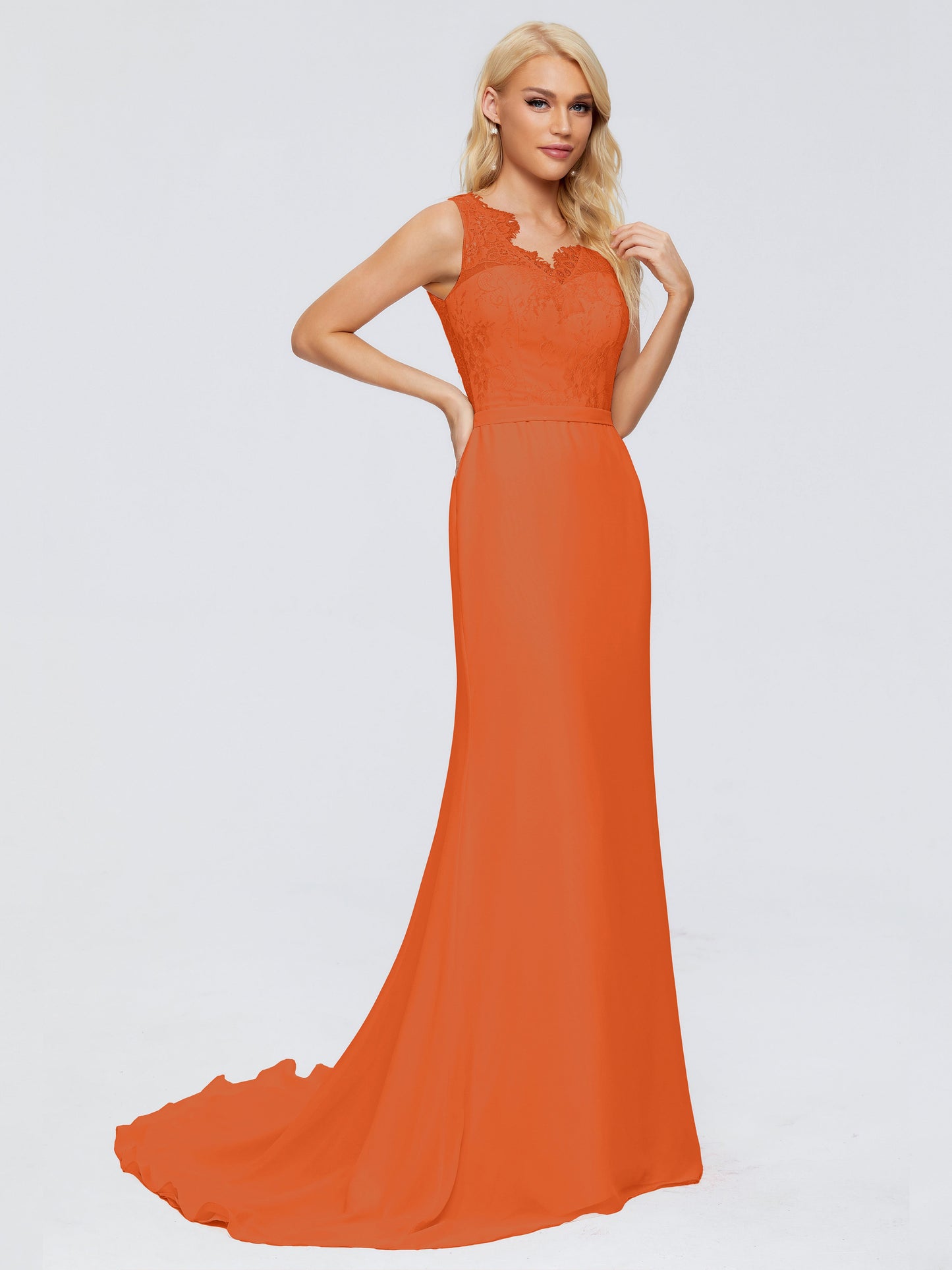 Alexis Hourglass V-Neck Lace Bridesmaid Dresses