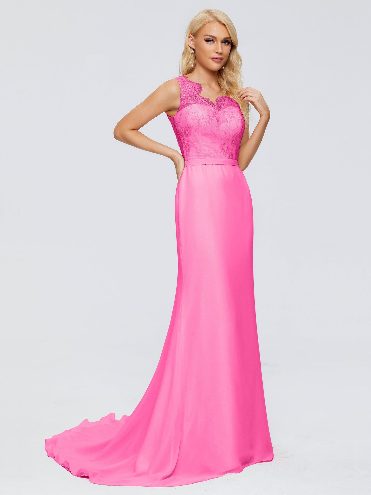 Alexis Hourglass V-Neck Lace Bridesmaid Dresses