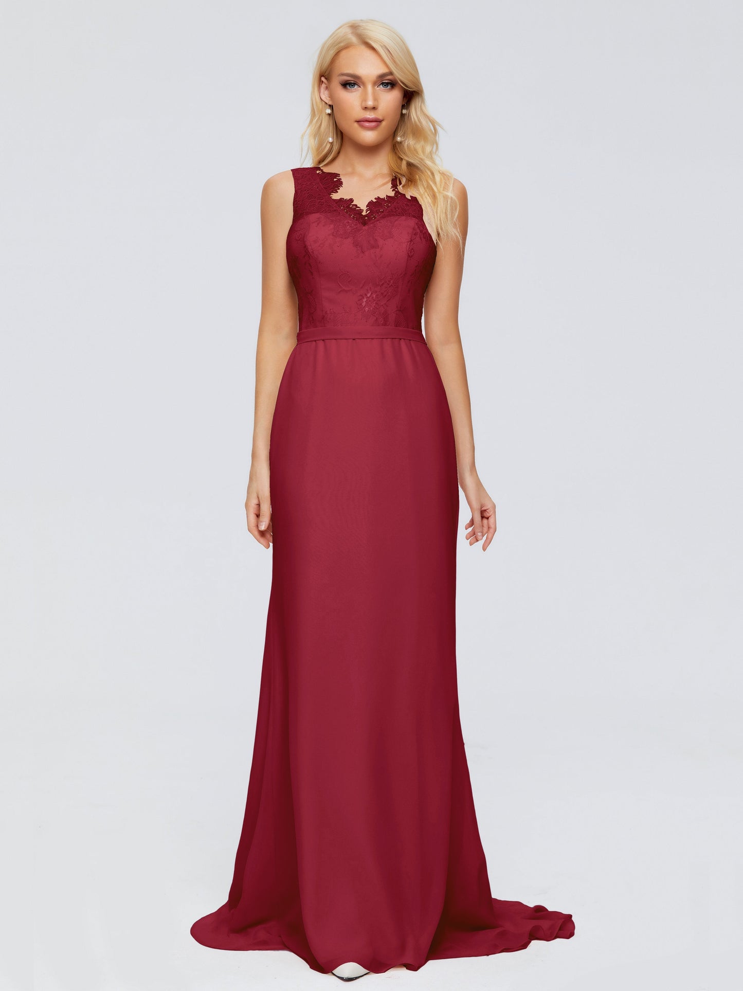 Alexis Hourglass V-Neck Lace Bridesmaid Dresses