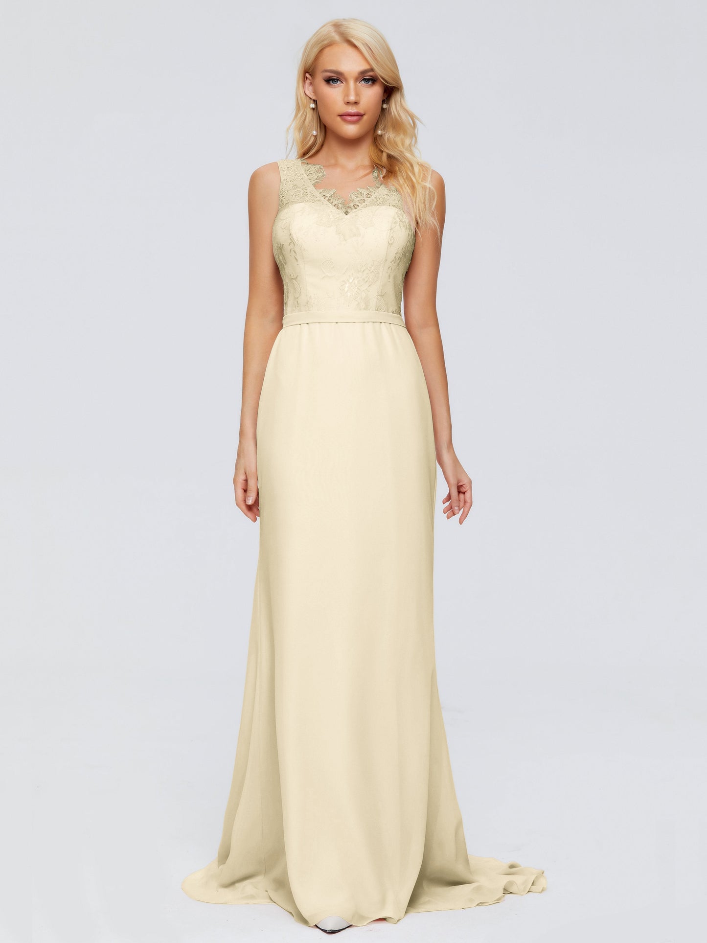 Alexis Hourglass V-Neck Lace Bridesmaid Dresses