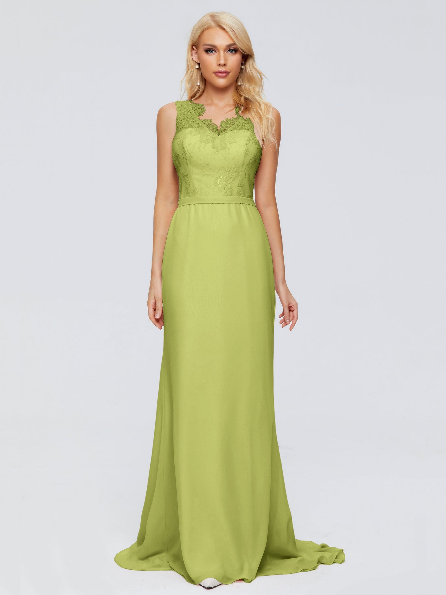 Alexis Hourglass V-Neck Lace Bridesmaid Dresses
