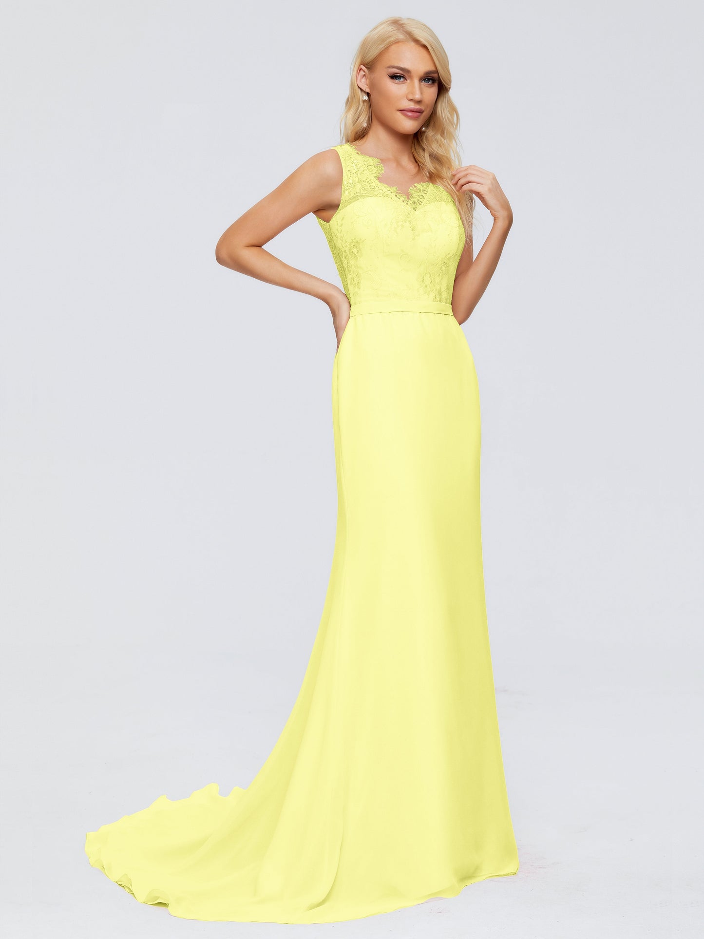 Alexis Hourglass V-Neck Lace Bridesmaid Dresses