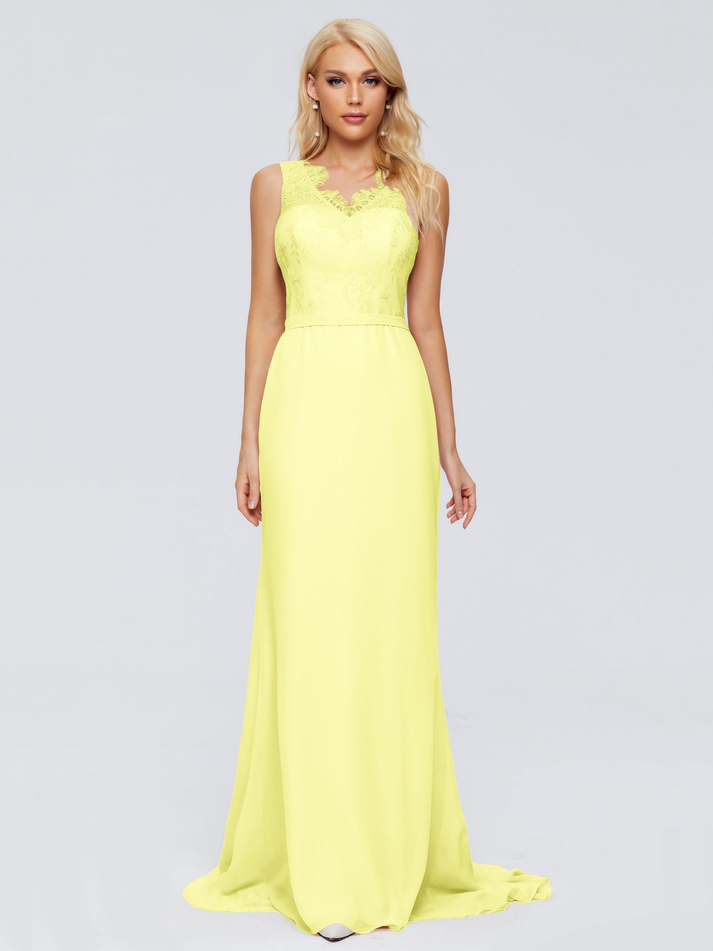 Alexis Hourglass V-Neck Lace Bridesmaid Dresses