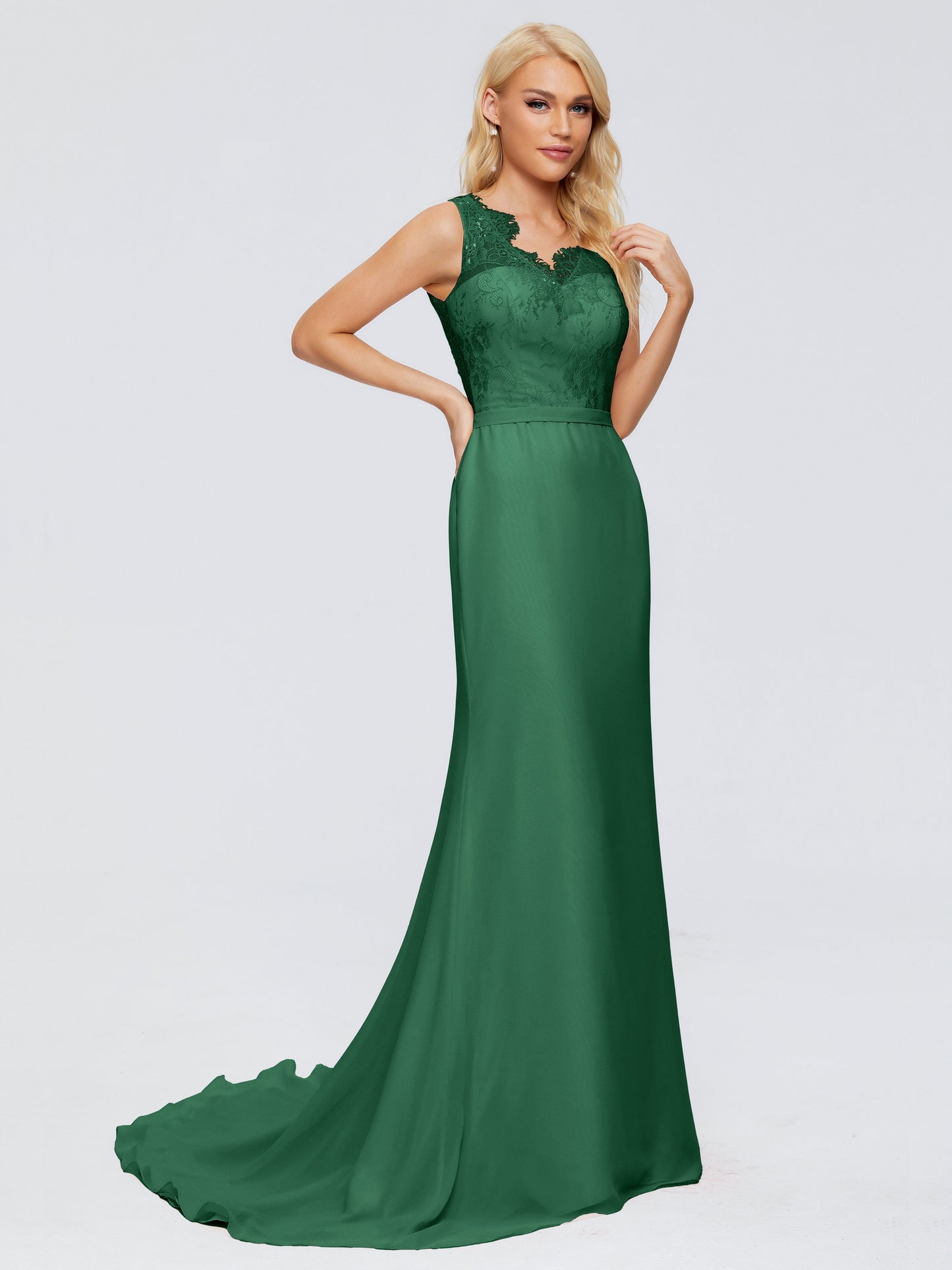 Alexis Hourglass V-Neck Lace Bridesmaid Dresses