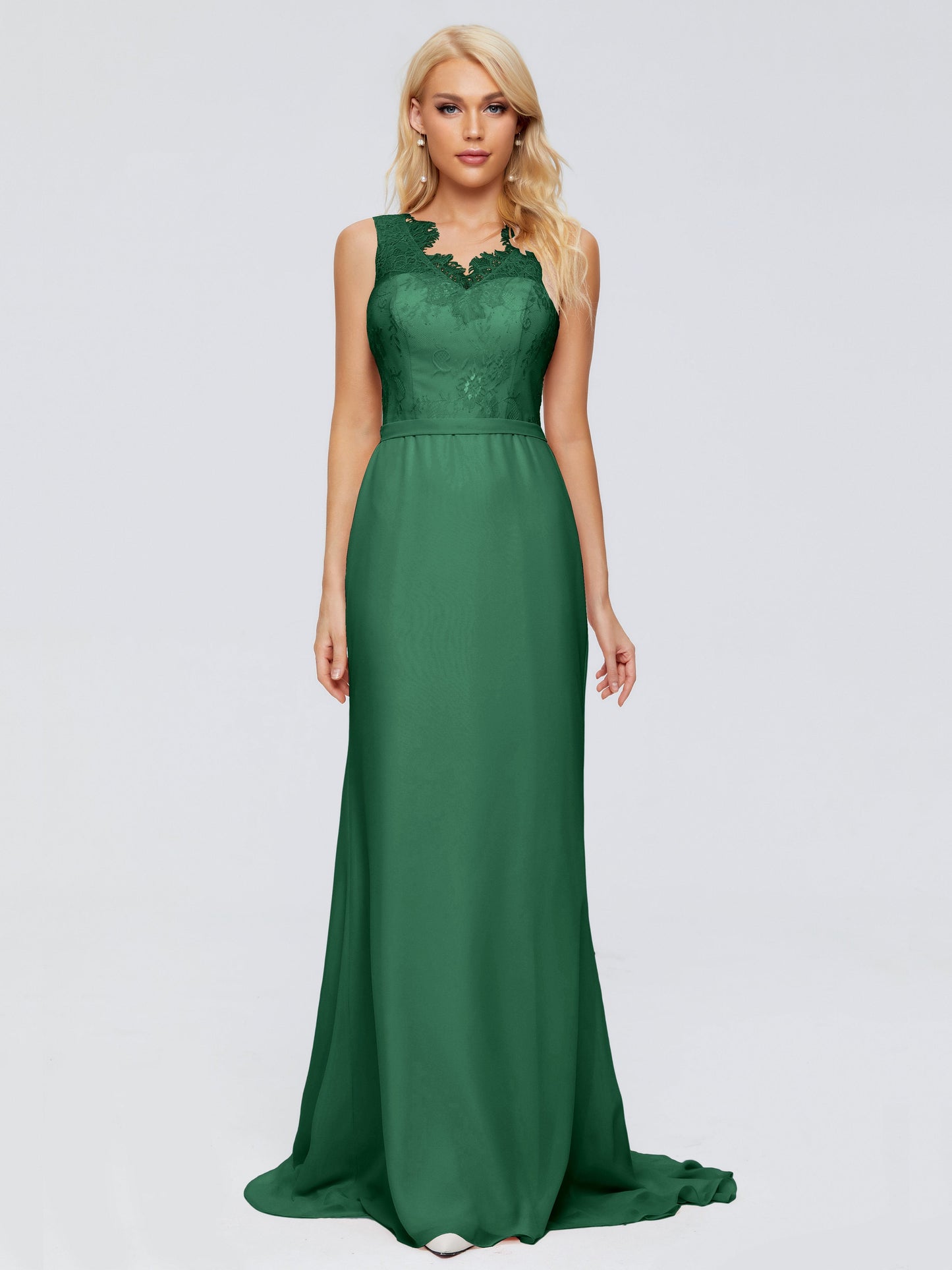 Alexis Hourglass V-Neck Lace Bridesmaid Dresses