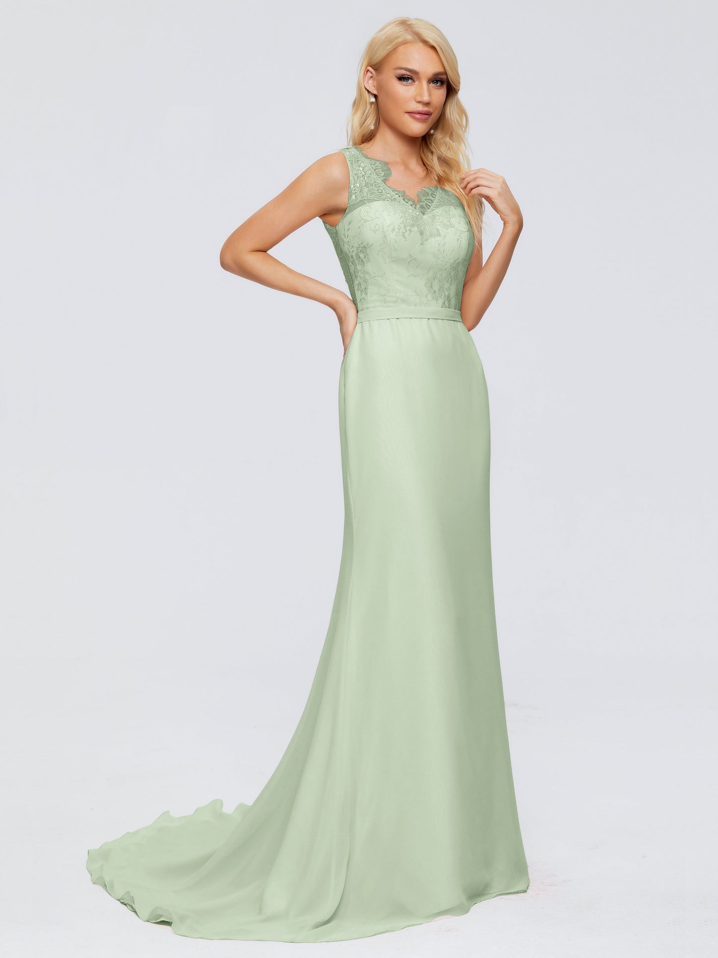 Alexis Hourglass V-Neck Lace Bridesmaid Dresses