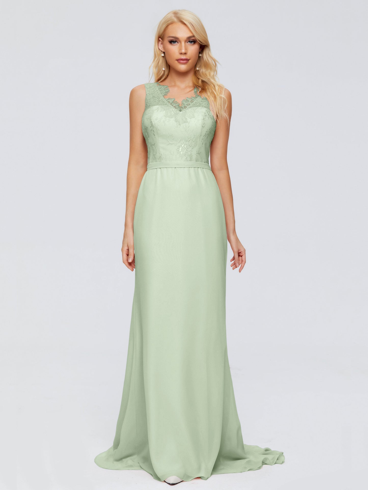 Alexis Hourglass V-Neck Lace Bridesmaid Dresses