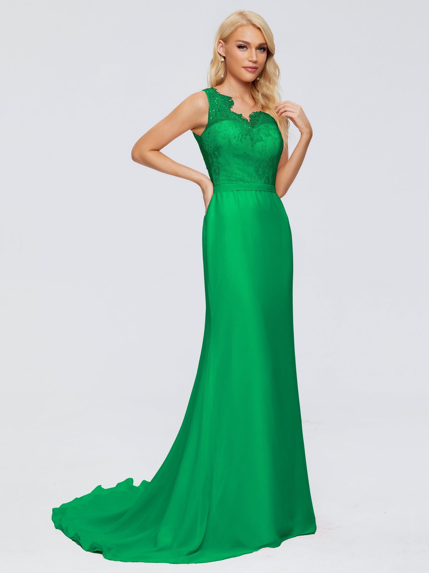Alexis Hourglass V-Neck Lace Bridesmaid Dresses