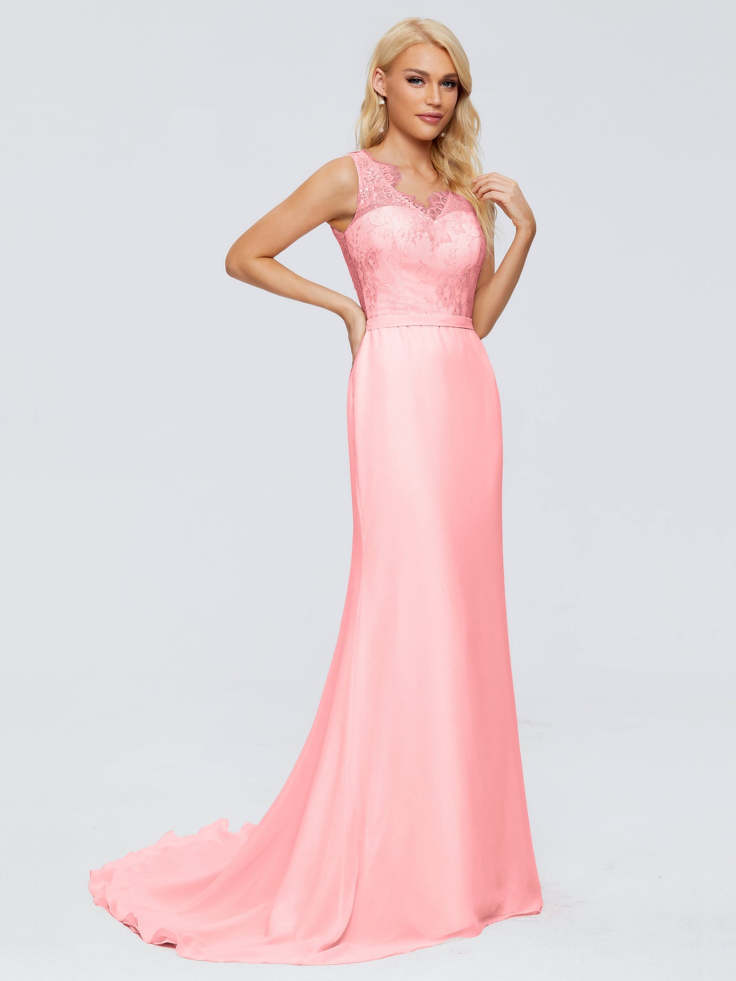 Alexis Hourglass V-Neck Lace Bridesmaid Dresses