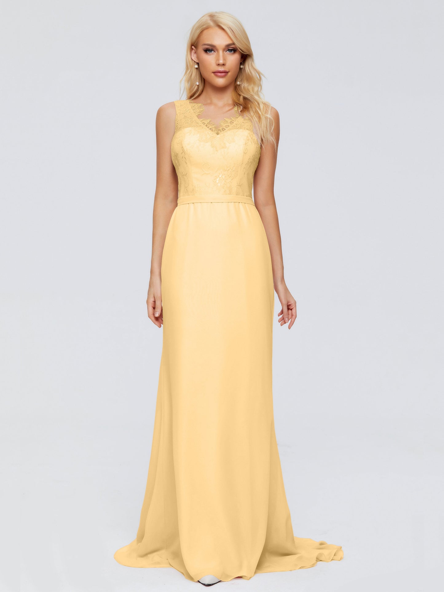 Alexis Hourglass V-Neck Lace Bridesmaid Dresses