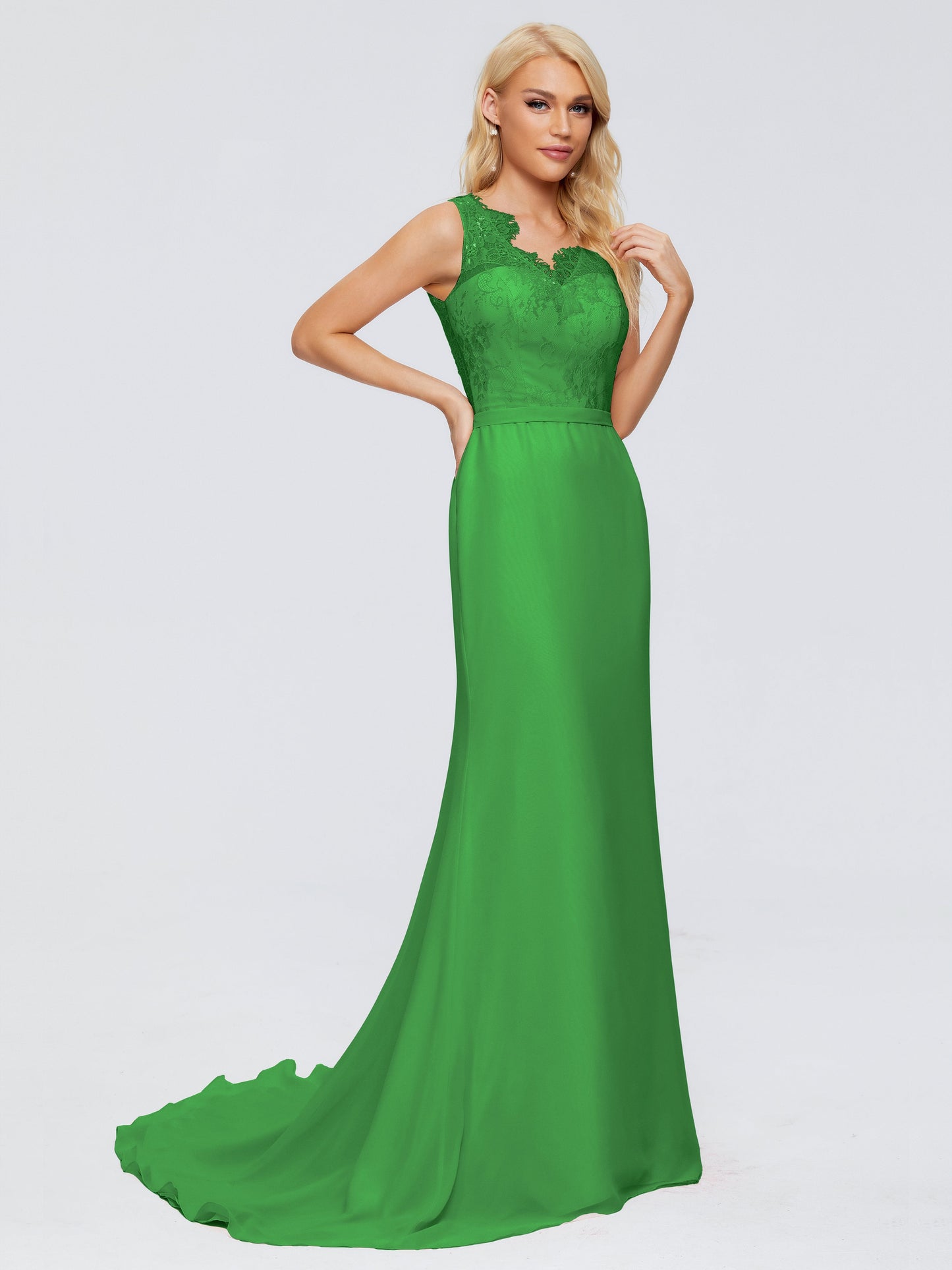 Alexis Hourglass V-Neck Lace Bridesmaid Dresses