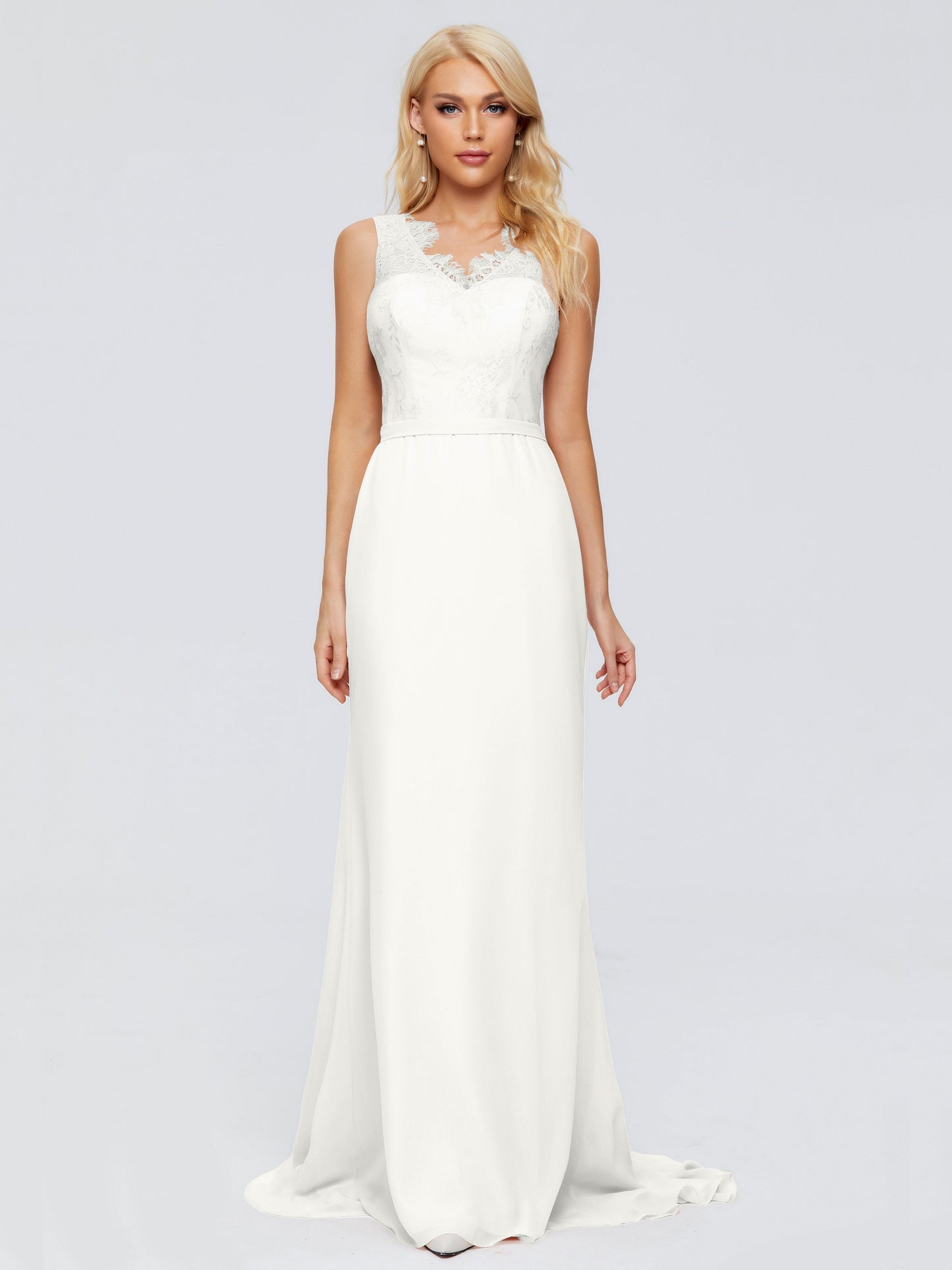 Alexis Hourglass V-Neck Lace Bridesmaid Dresses