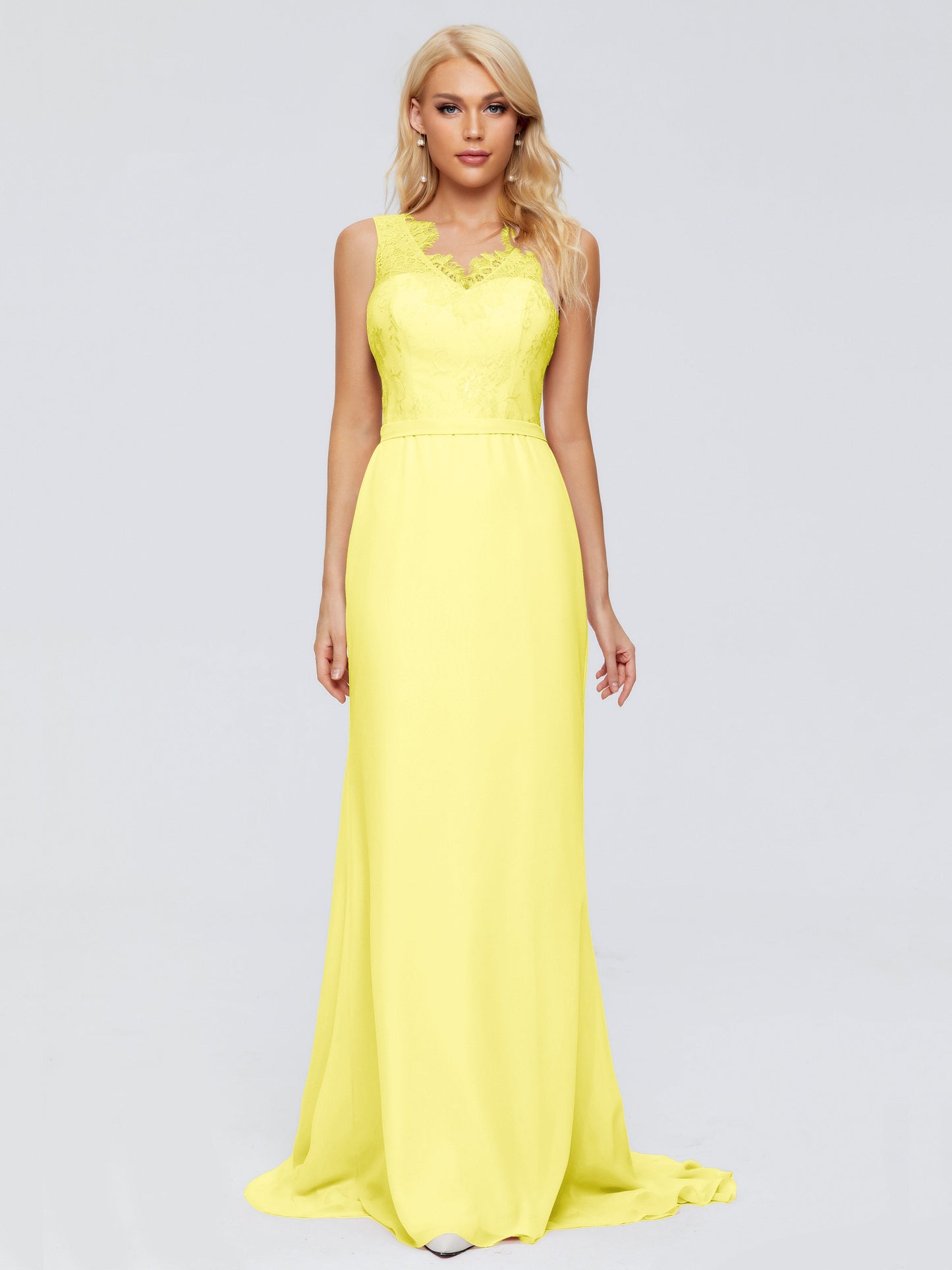 Alexis Hourglass V-Neck Lace Bridesmaid Dresses