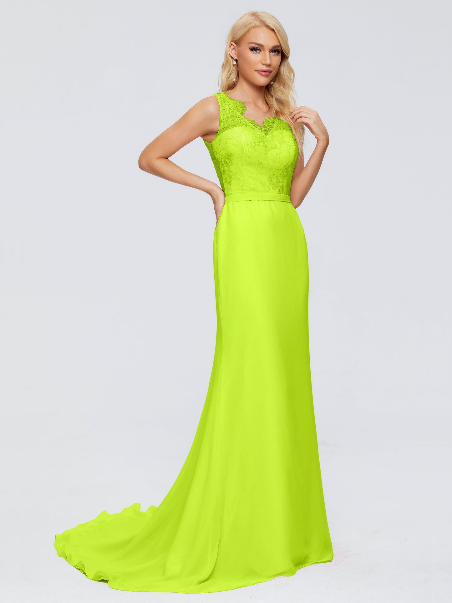 Alexis Hourglass V-Neck Lace Bridesmaid Dresses