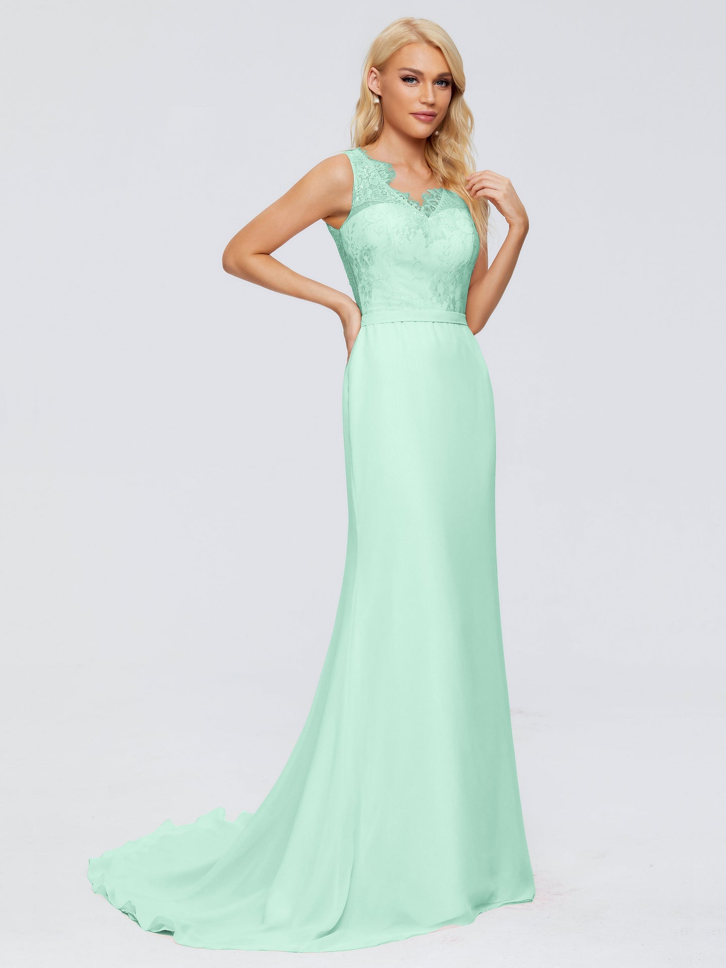 Alexis Hourglass V-Neck Lace Bridesmaid Dresses