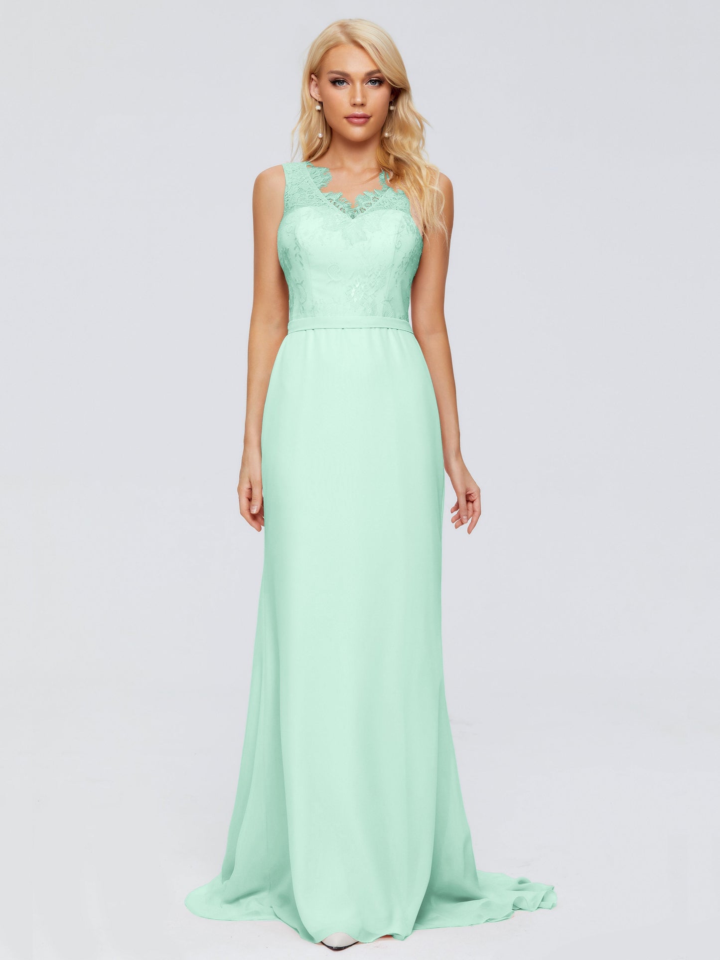 Alexis Hourglass V-Neck Lace Bridesmaid Dresses