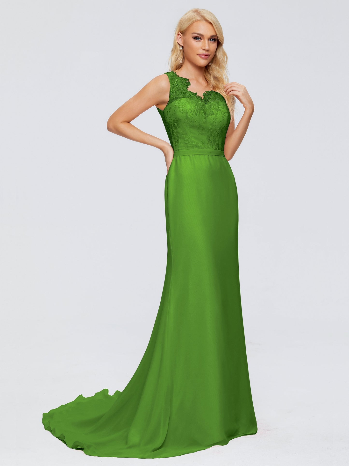 Alexis Hourglass V-Neck Lace Bridesmaid Dresses