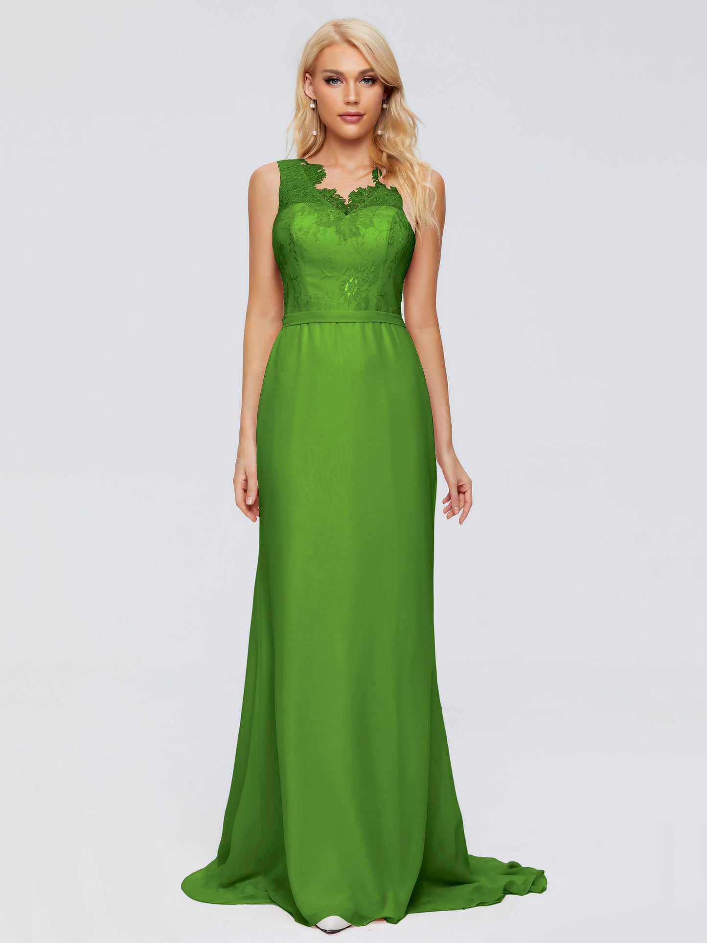 Alexis Hourglass V-Neck Lace Bridesmaid Dresses