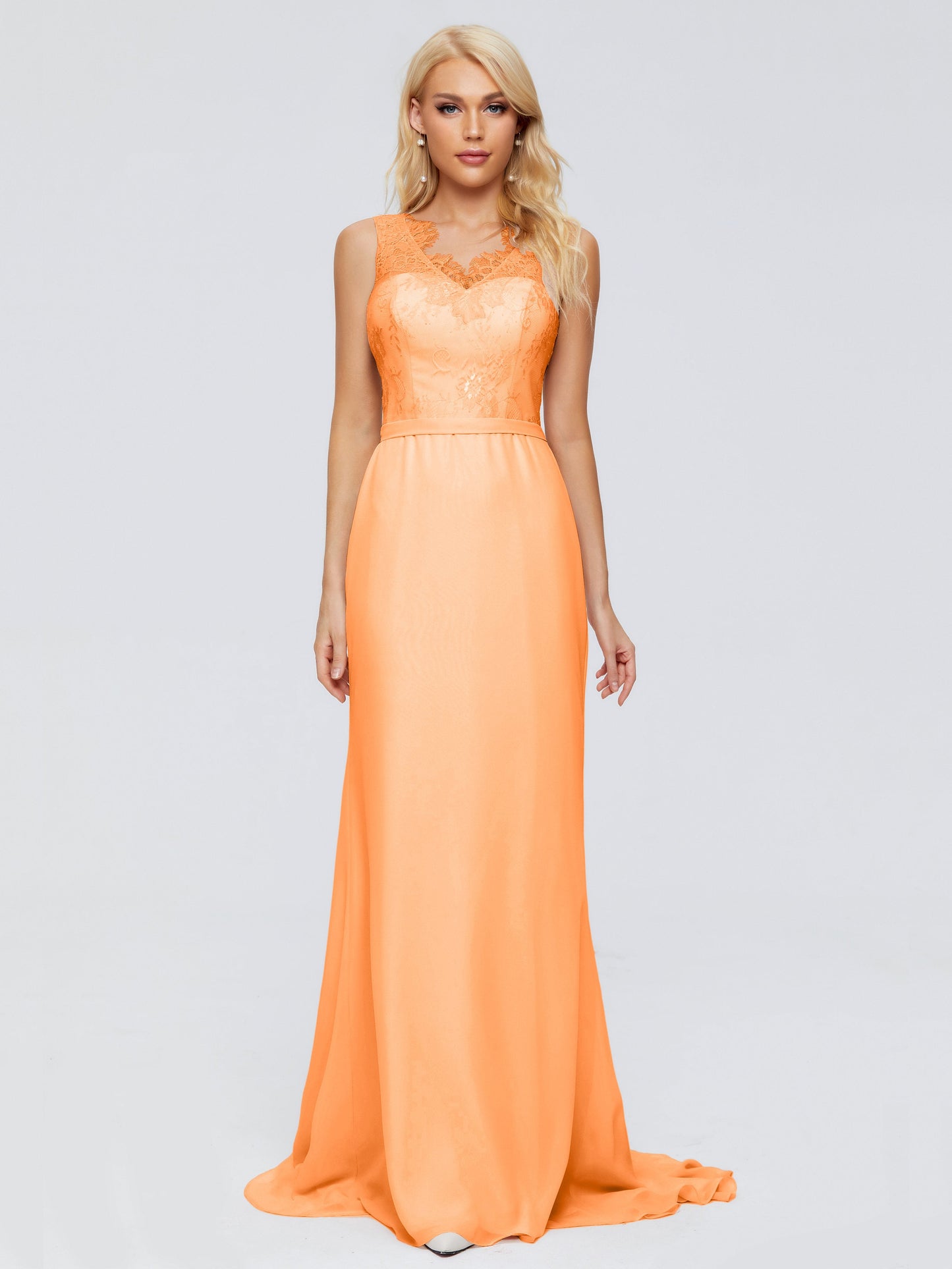 Alexis Hourglass V-Neck Lace Bridesmaid Dresses