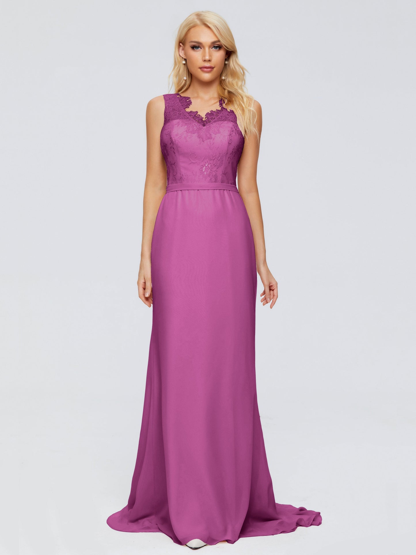 Alexis Hourglass V-Neck Lace Bridesmaid Dresses
