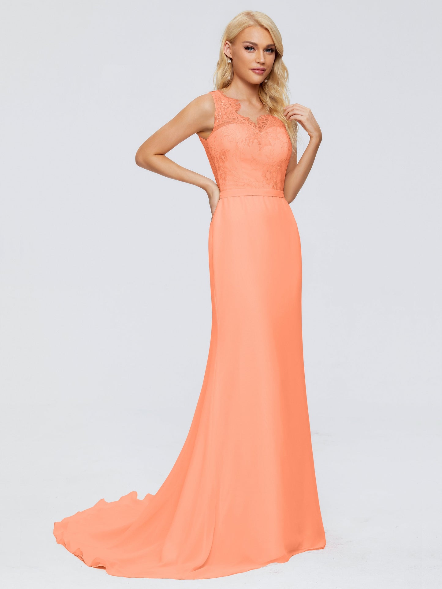 Alexis Hourglass V-Neck Lace Bridesmaid Dresses