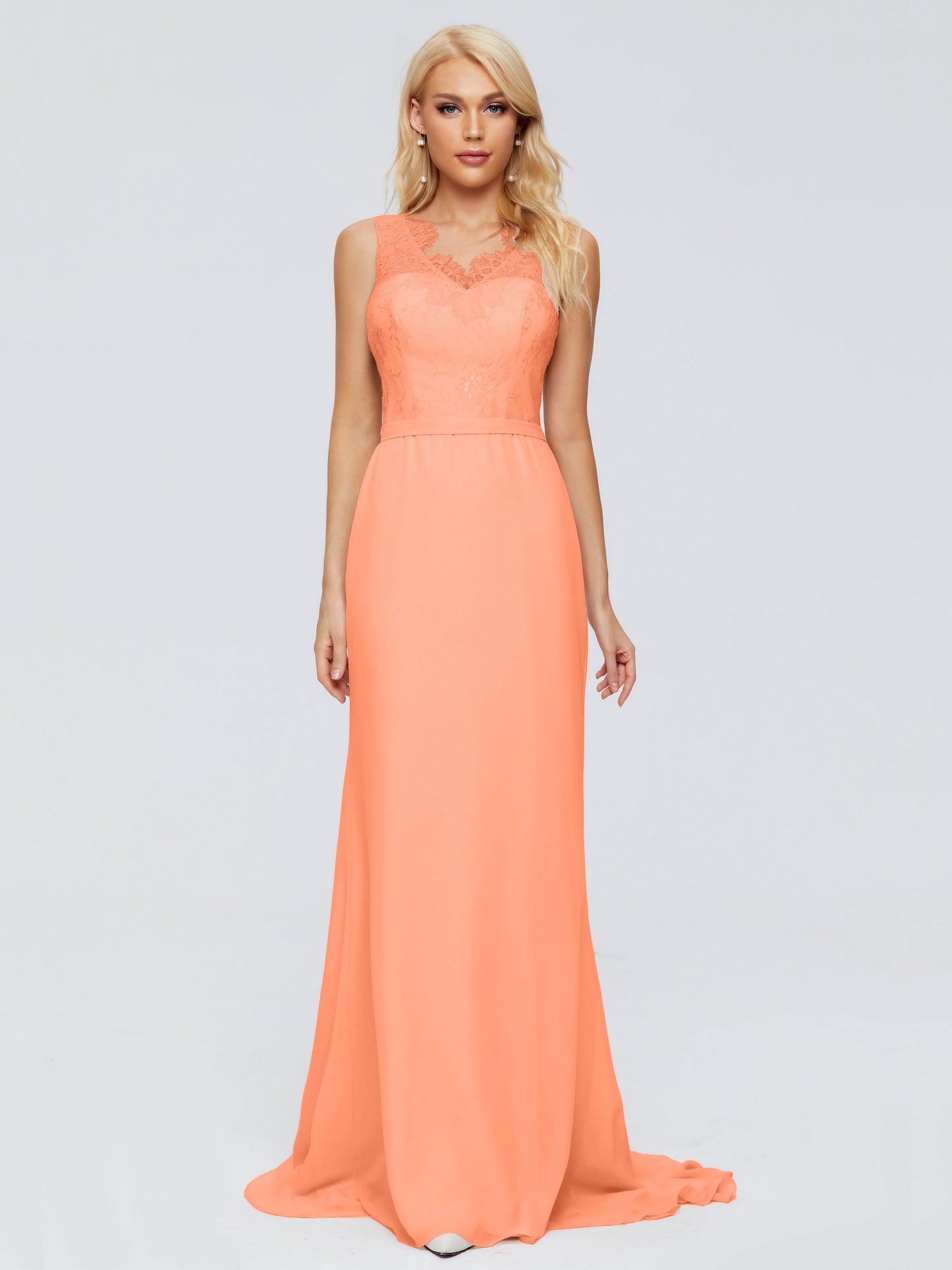 Alexis Hourglass V-Neck Lace Bridesmaid Dresses