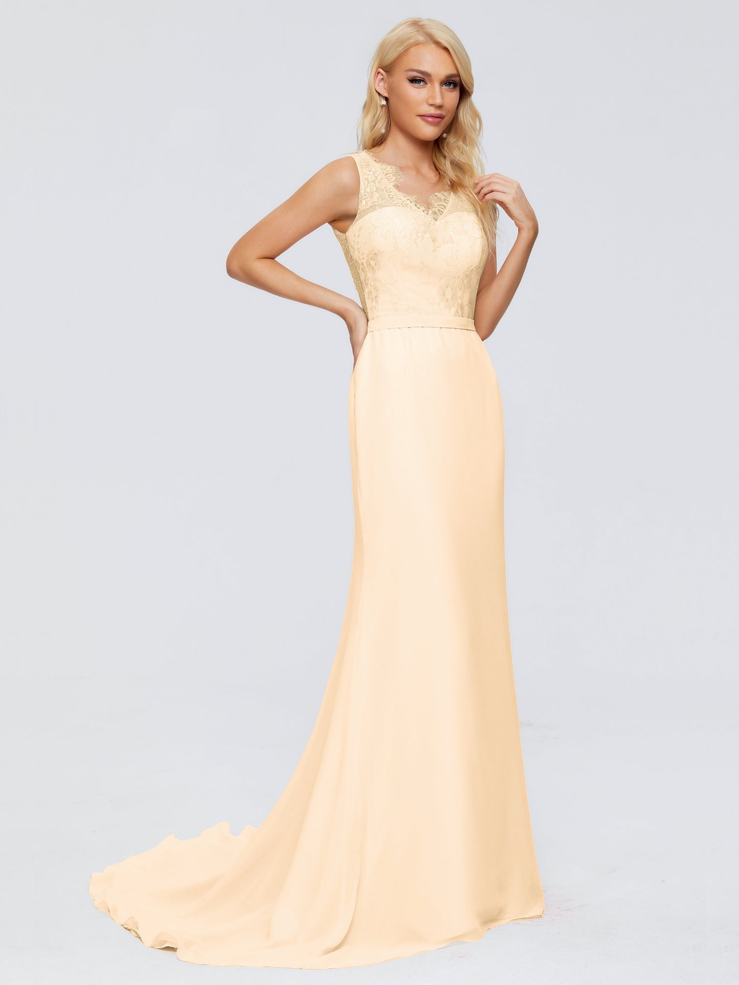 Alexis Hourglass V-Neck Lace Bridesmaid Dresses