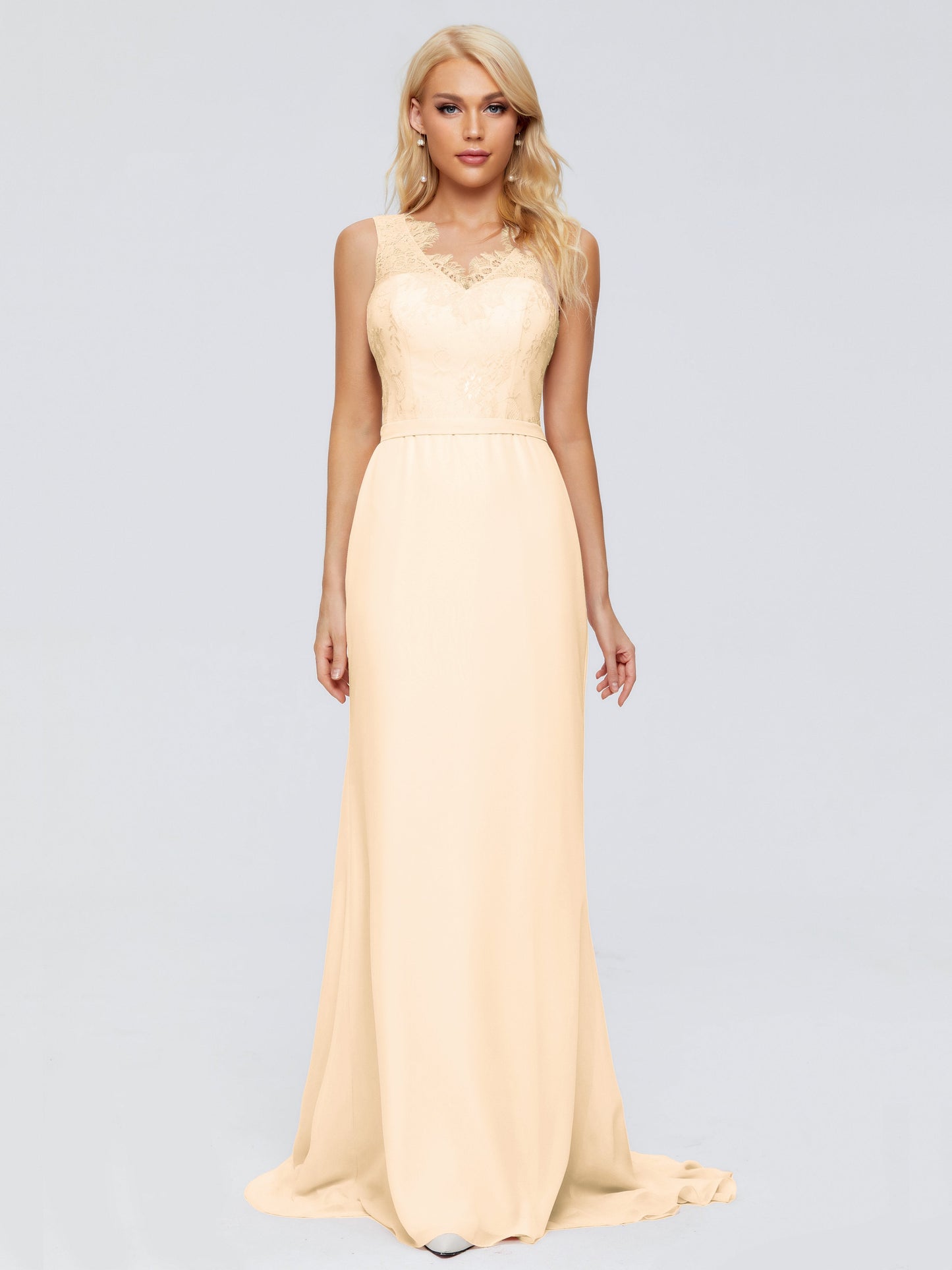 Alexis Hourglass V-Neck Lace Bridesmaid Dresses