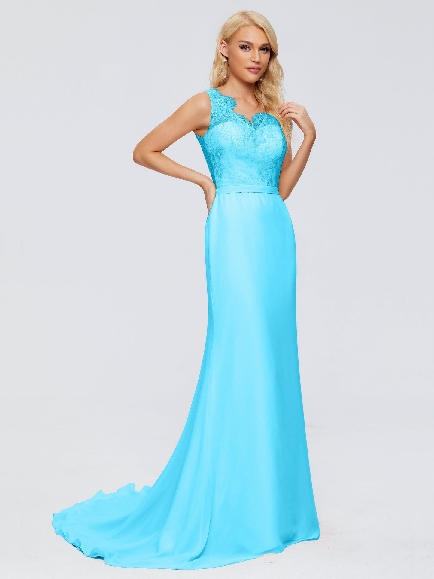 Alexis Hourglass V-Neck Lace Bridesmaid Dresses