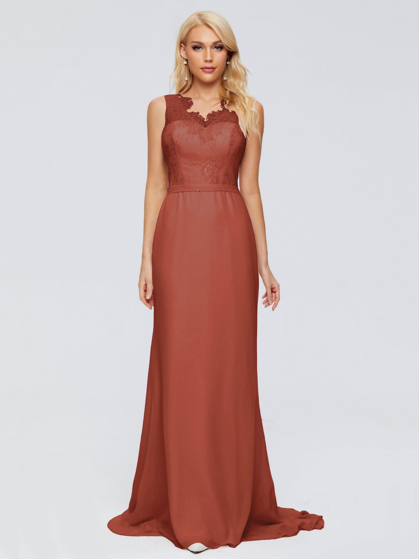 Alexis Hourglass V-Neck Lace Bridesmaid Dresses