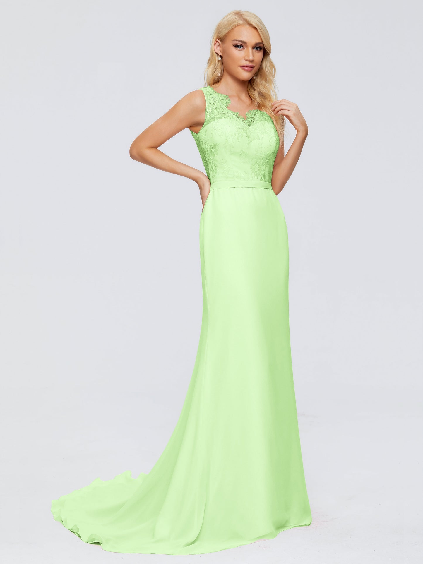 Alexis Hourglass V-Neck Lace Bridesmaid Dresses