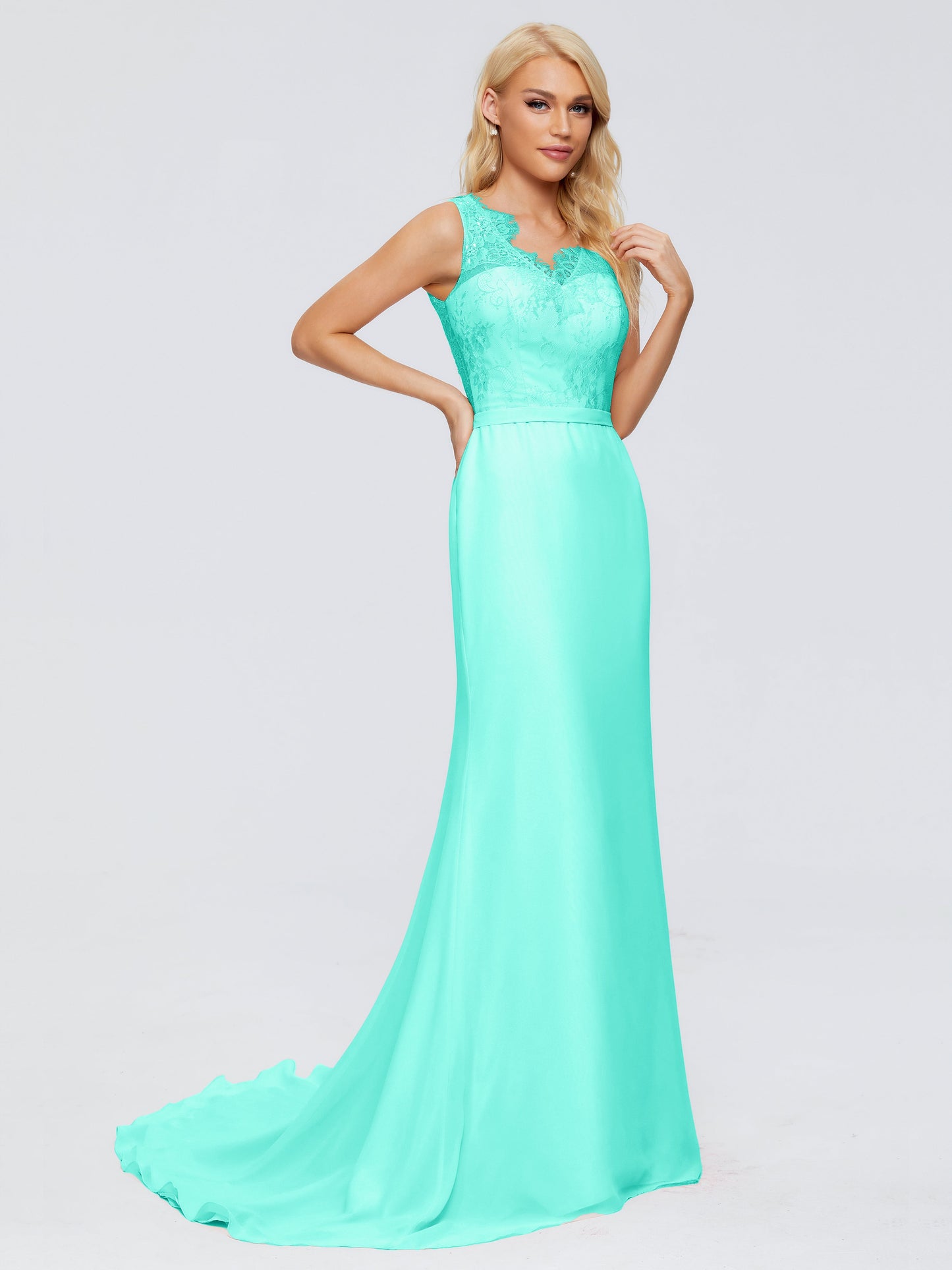 Alexis Hourglass V-Neck Lace Bridesmaid Dresses
