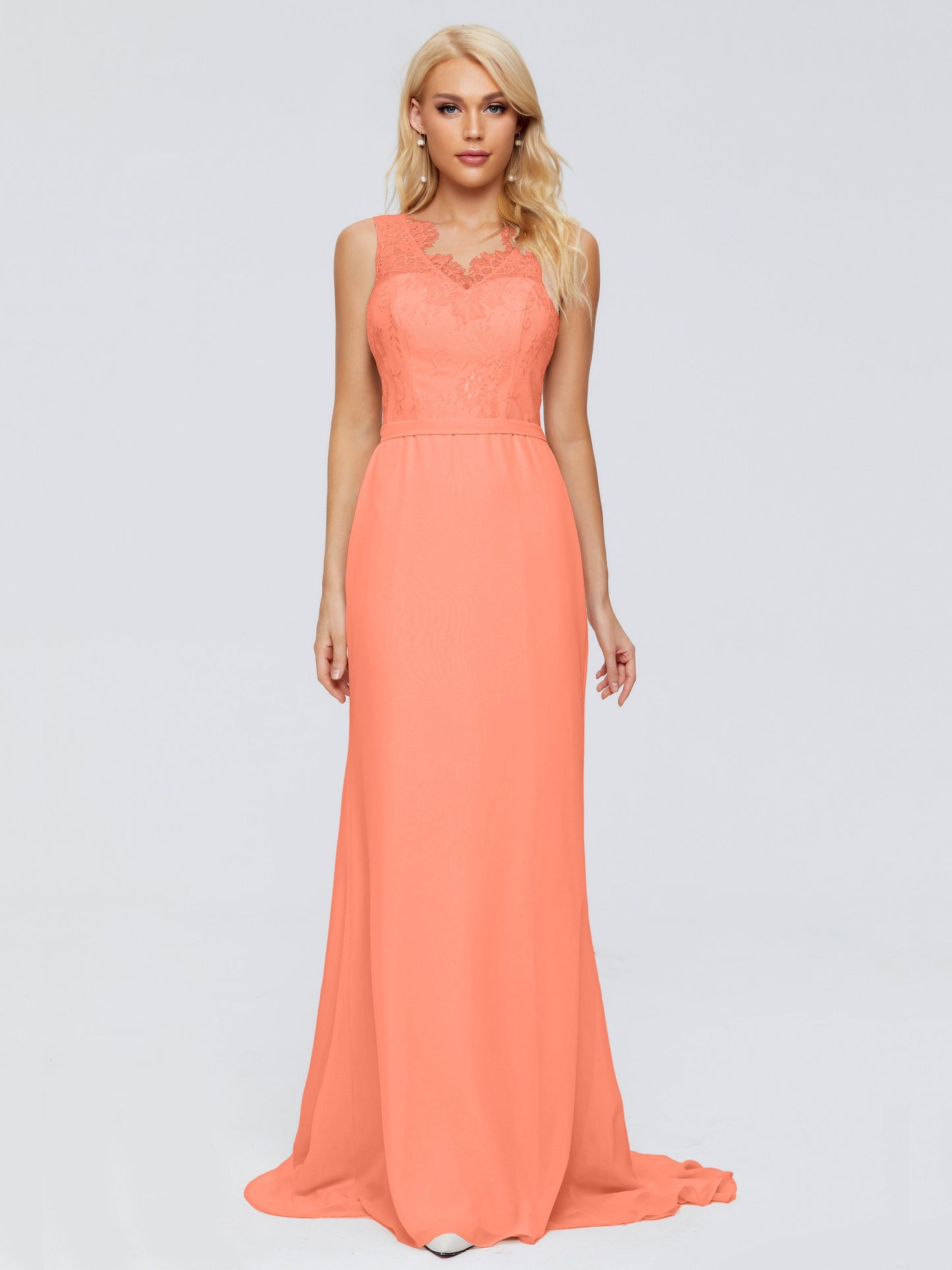 Alexis Hourglass V-Neck Lace Bridesmaid Dresses