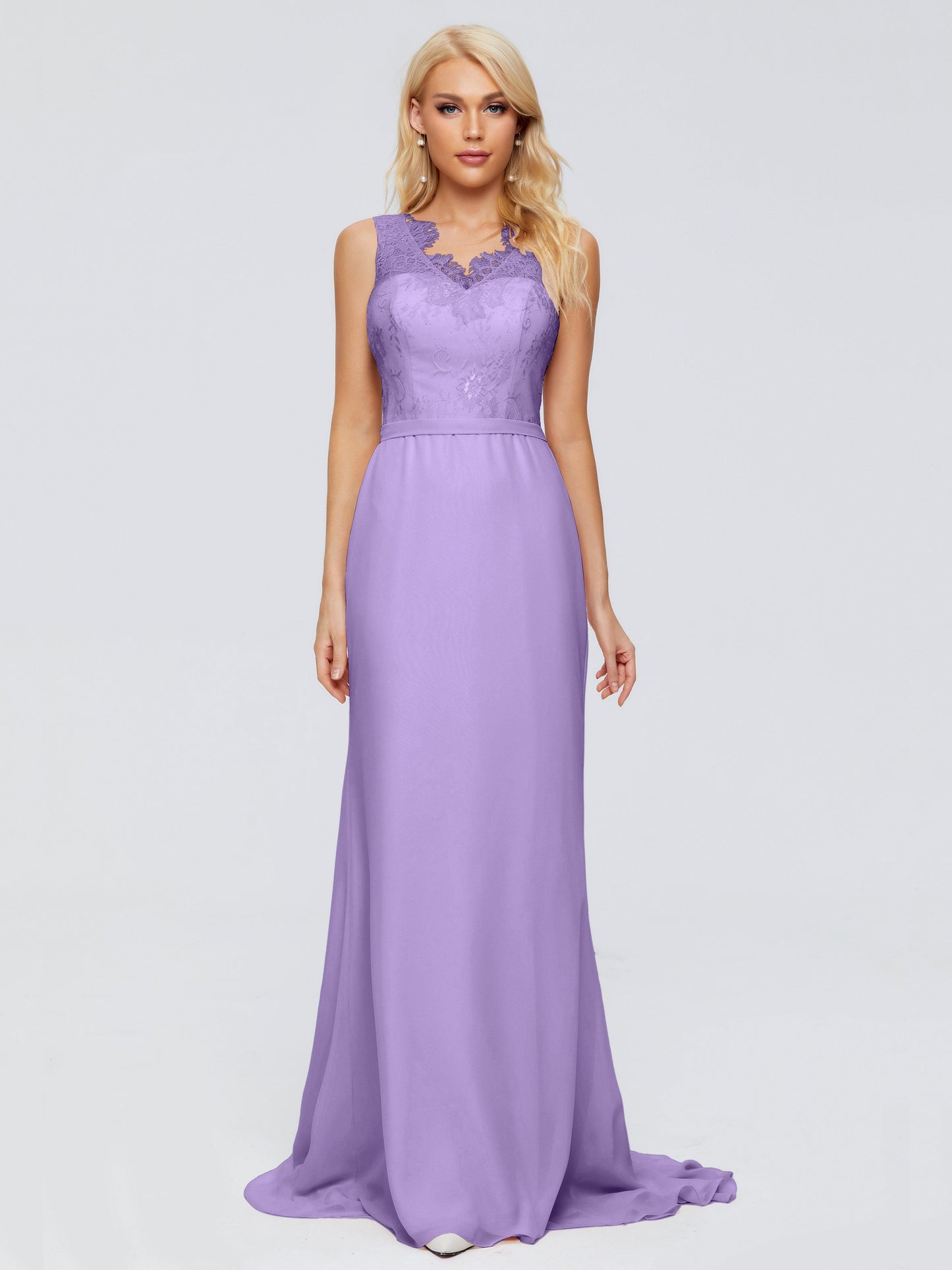 Alexis Hourglass V-Neck Lace Bridesmaid Dresses