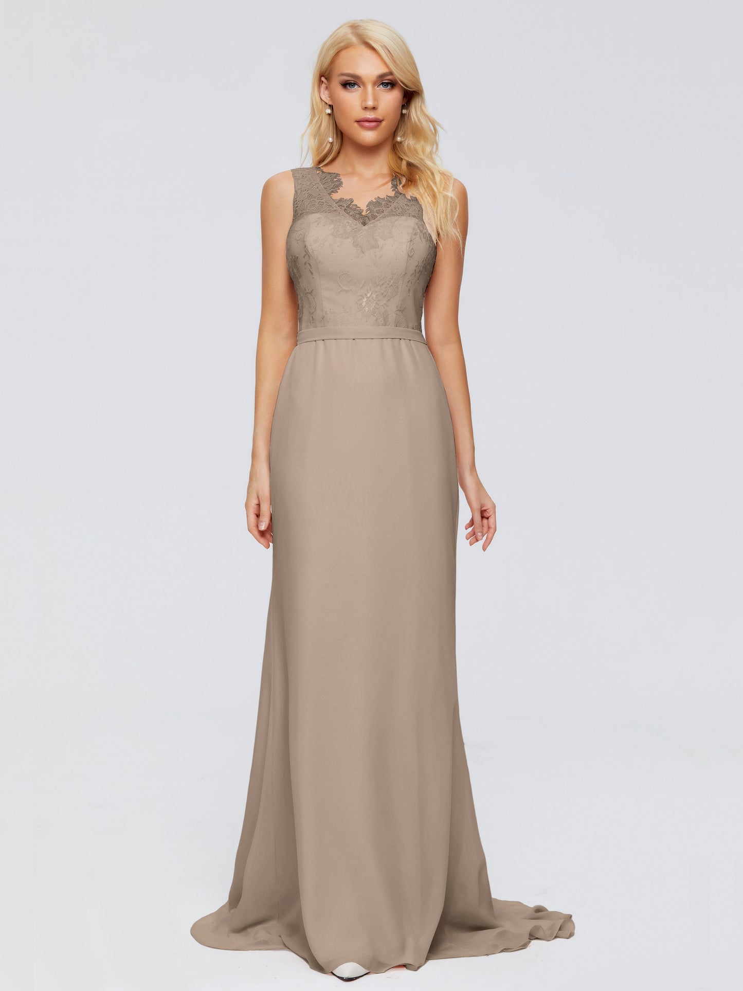 Alexis Hourglass V-Neck Lace Bridesmaid Dresses